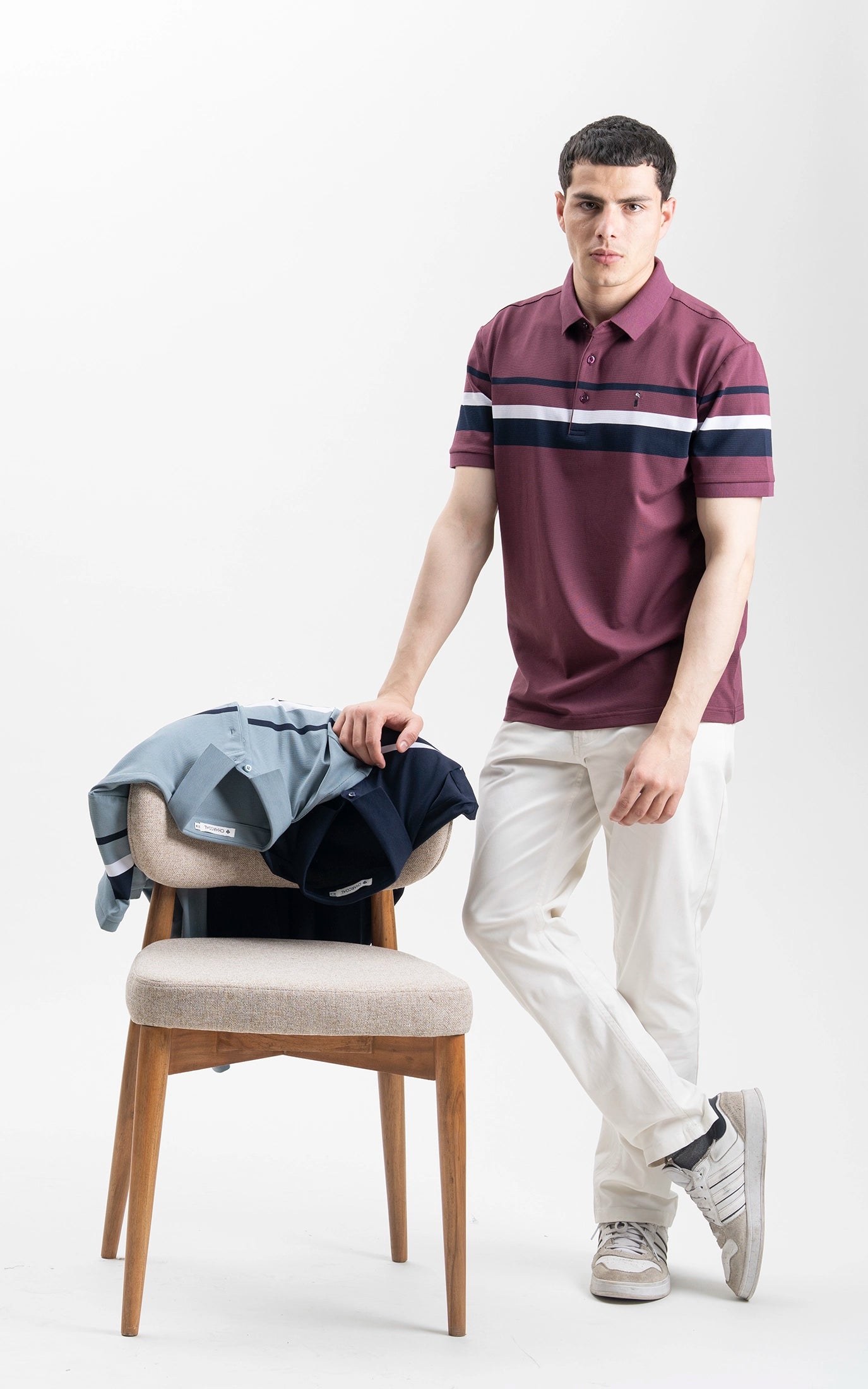 SMART FIT CLASSIC PREMIUM STRIPED POLO SHIRT PURPLE