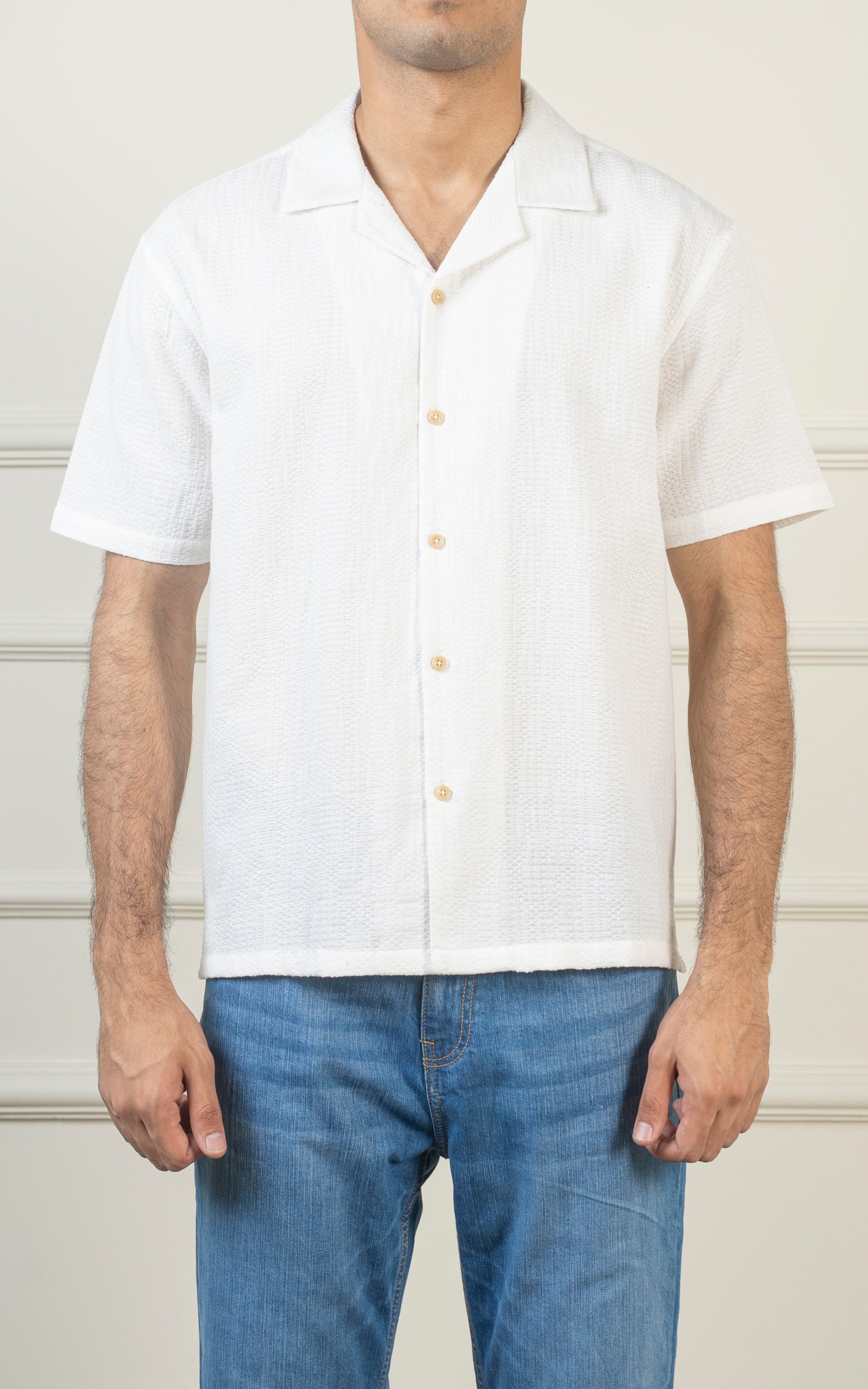 CASUAL SHIRT CUBAN COLLAR WHITE