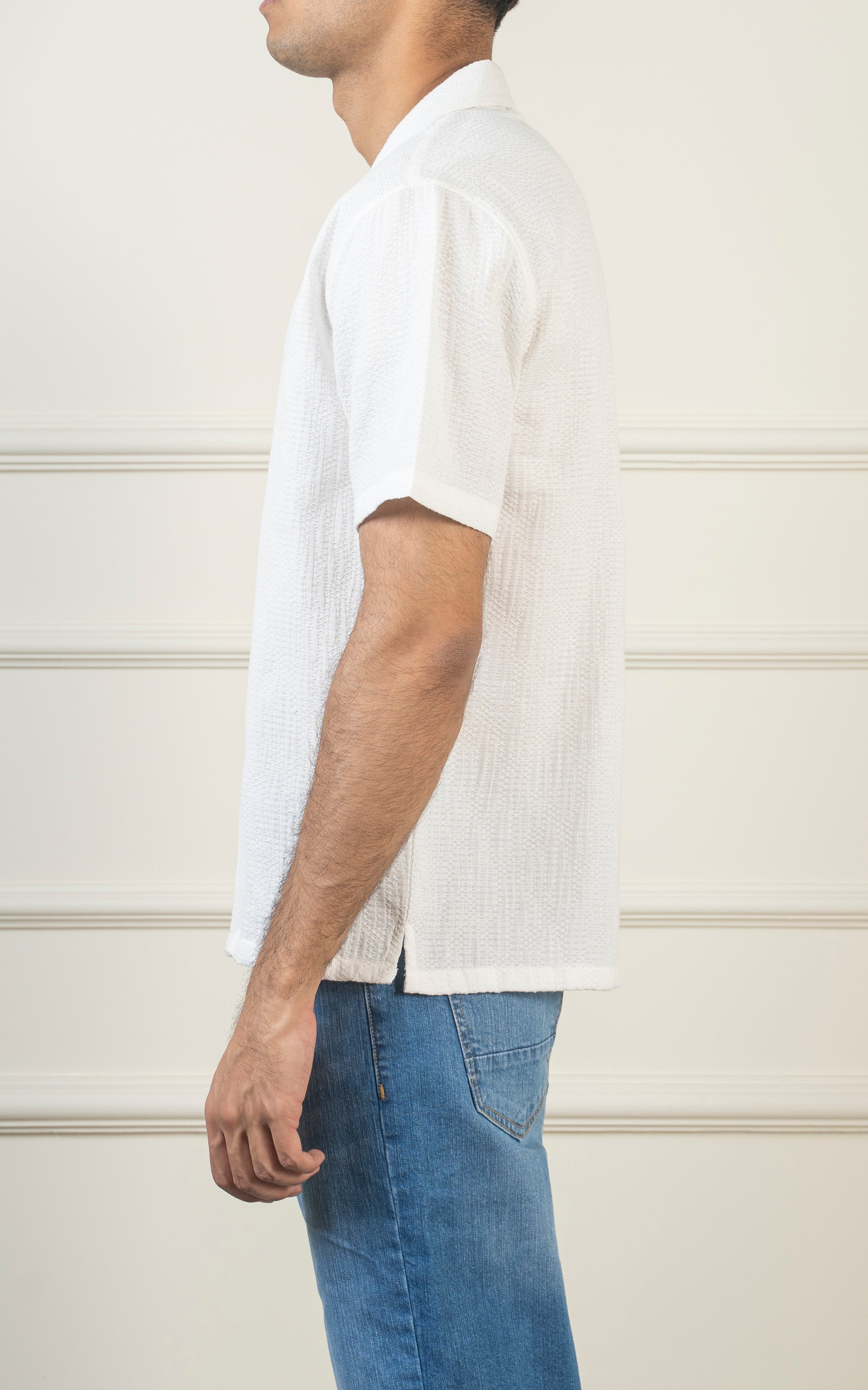 CASUAL SHIRT CUBAN COLLAR WHITE