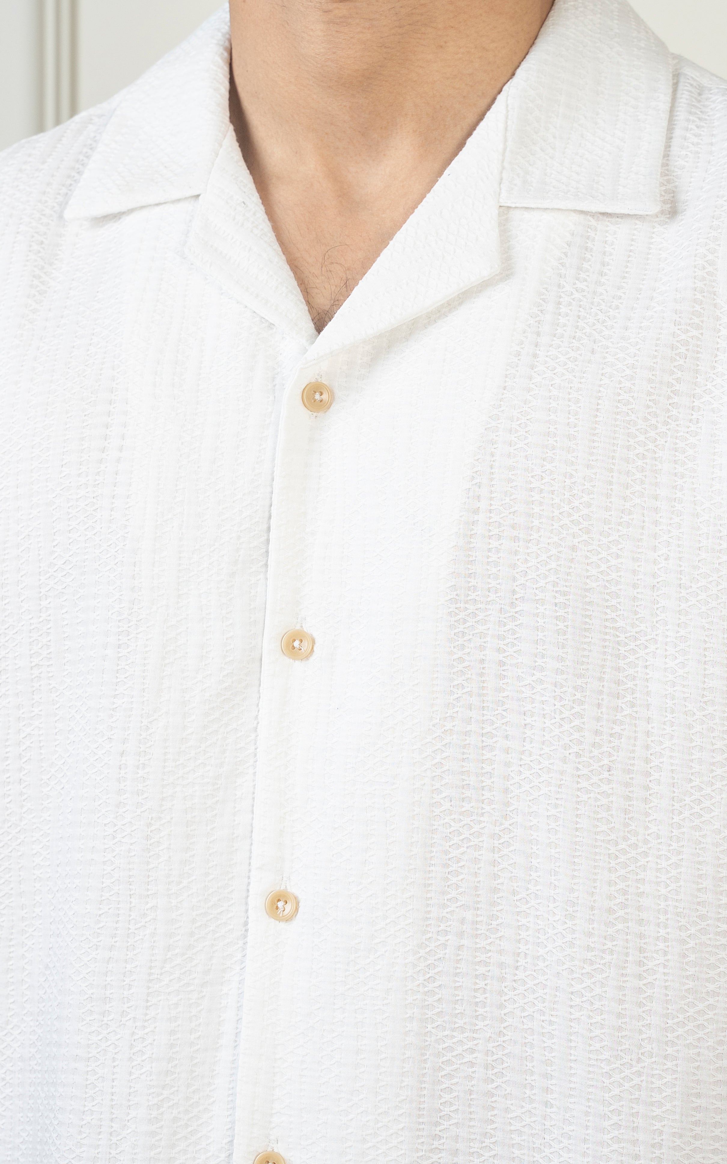 CASUAL SHIRT CUBAN COLLAR WHITE