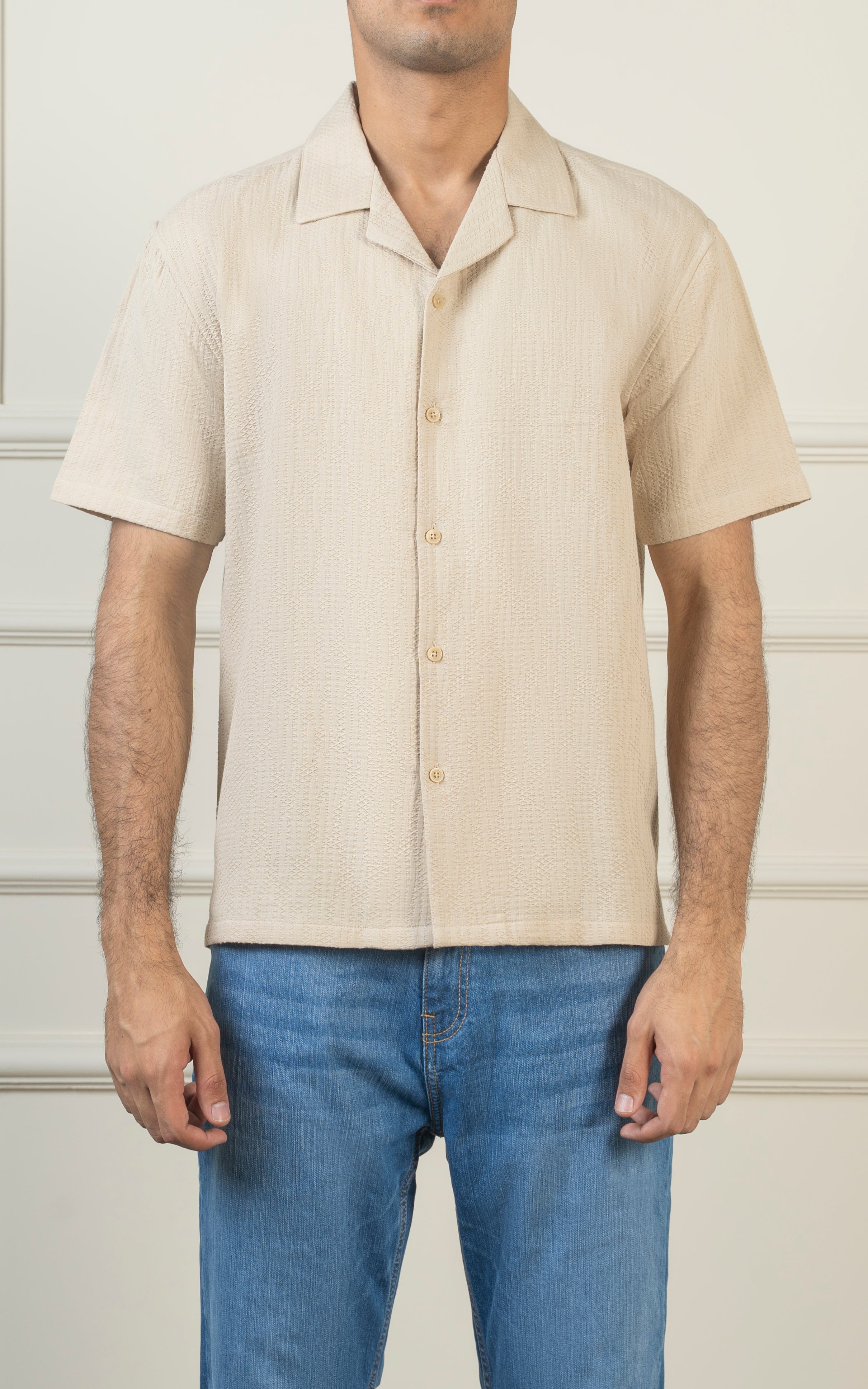 CASUAL SHIRT CUBAN COLLAR BEIGE
