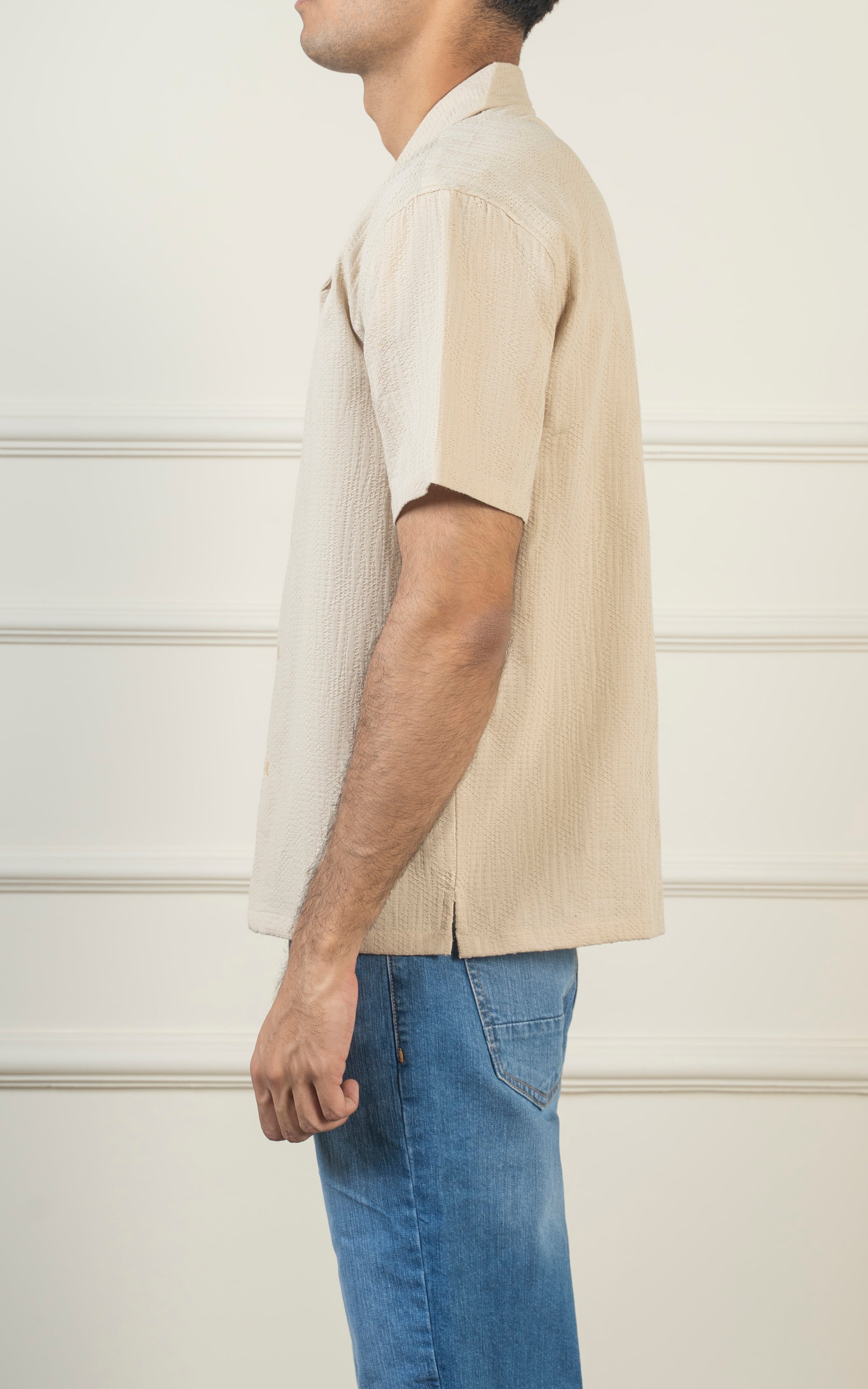 CASUAL SHIRT CUBAN COLLAR BEIGE