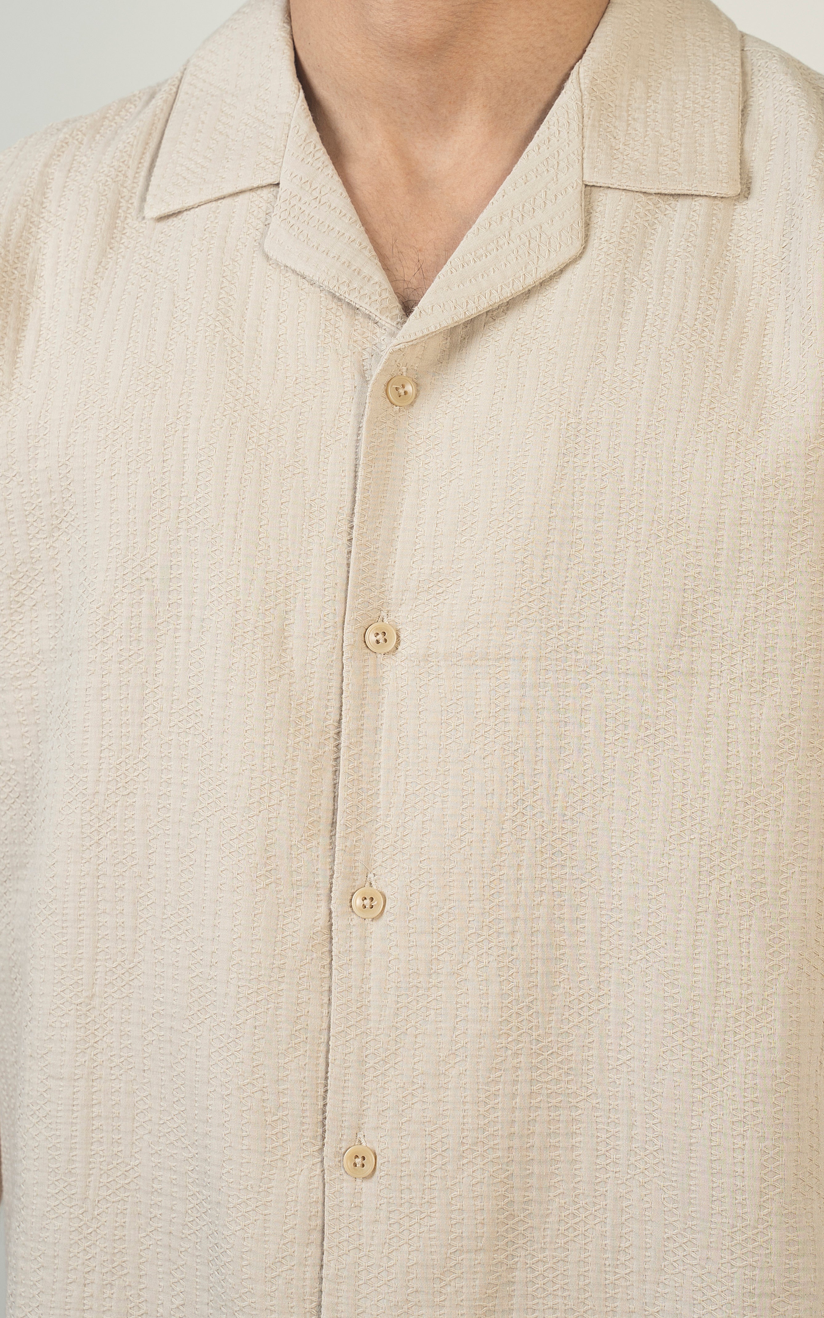 CASUAL SHIRT CUBAN COLLAR BEIGE