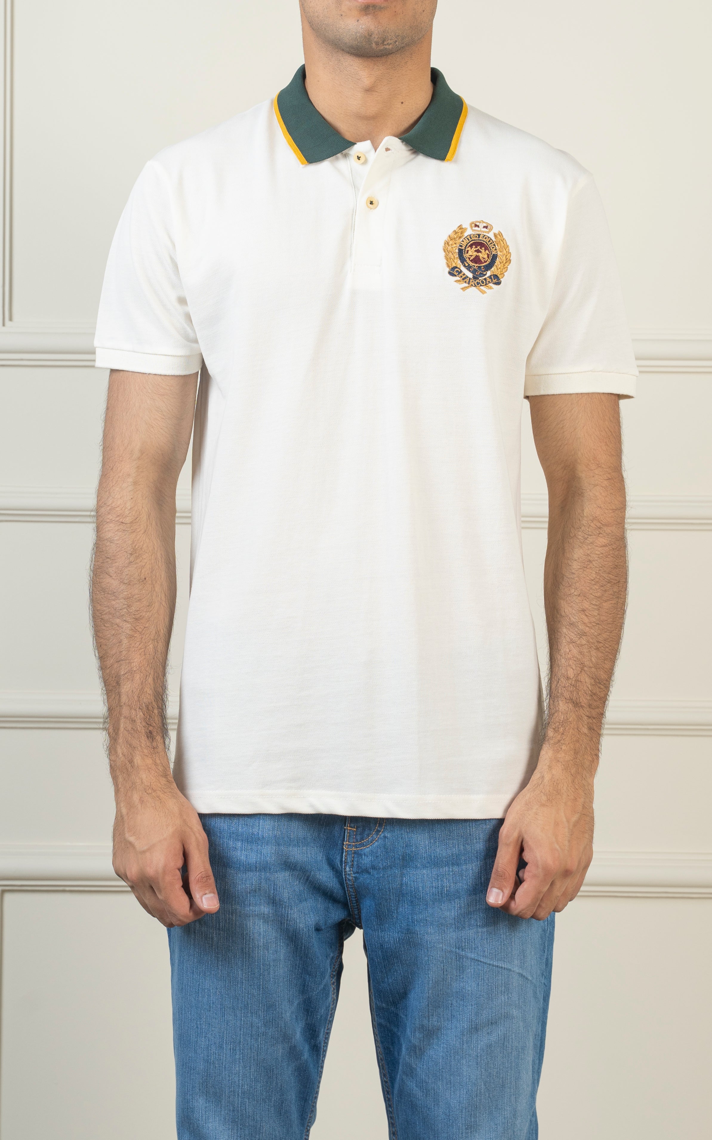 TIPPING CONTRAST COLLAR POLO WHITE