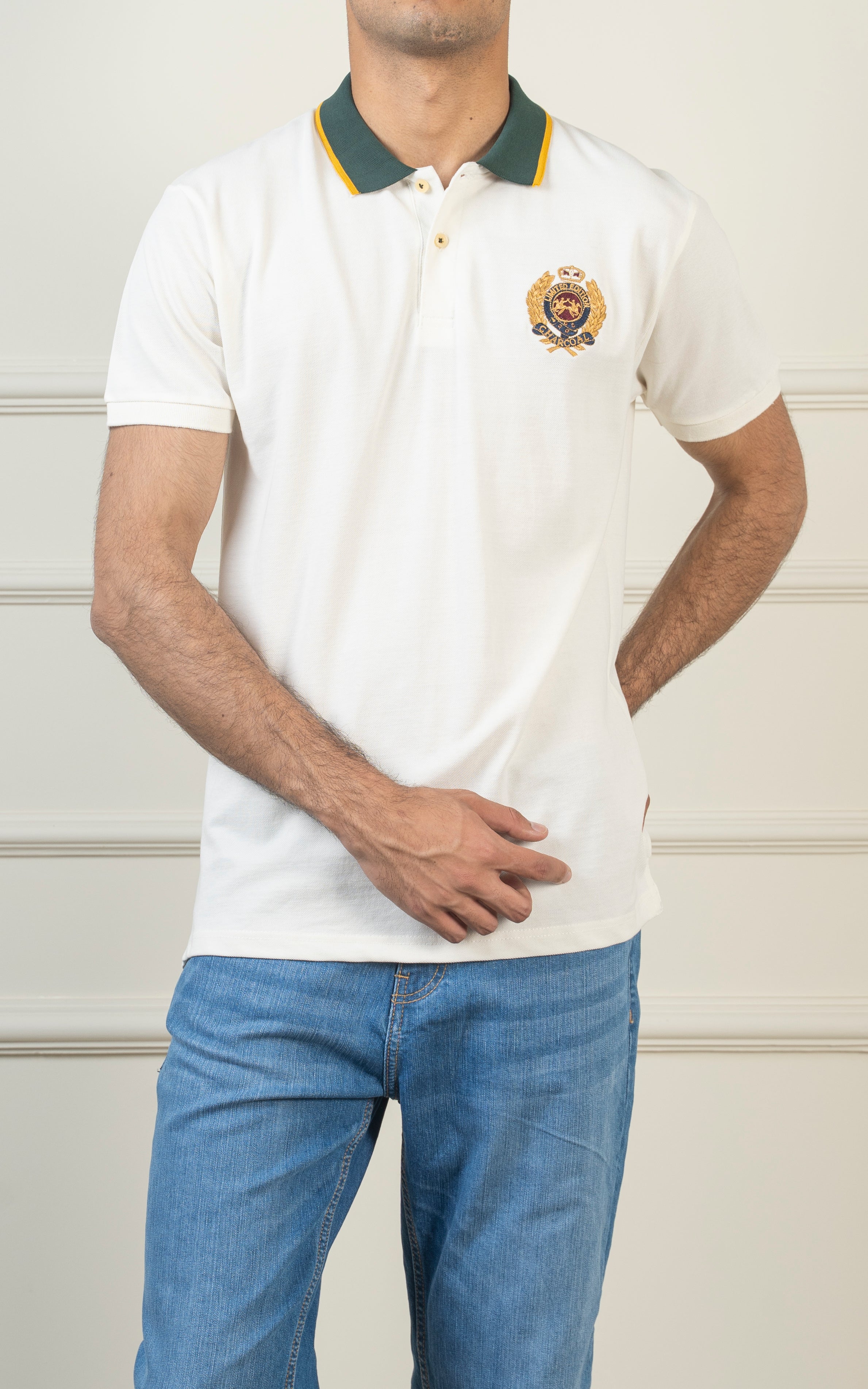TIPPING CONTRAST COLLAR POLO WHITE