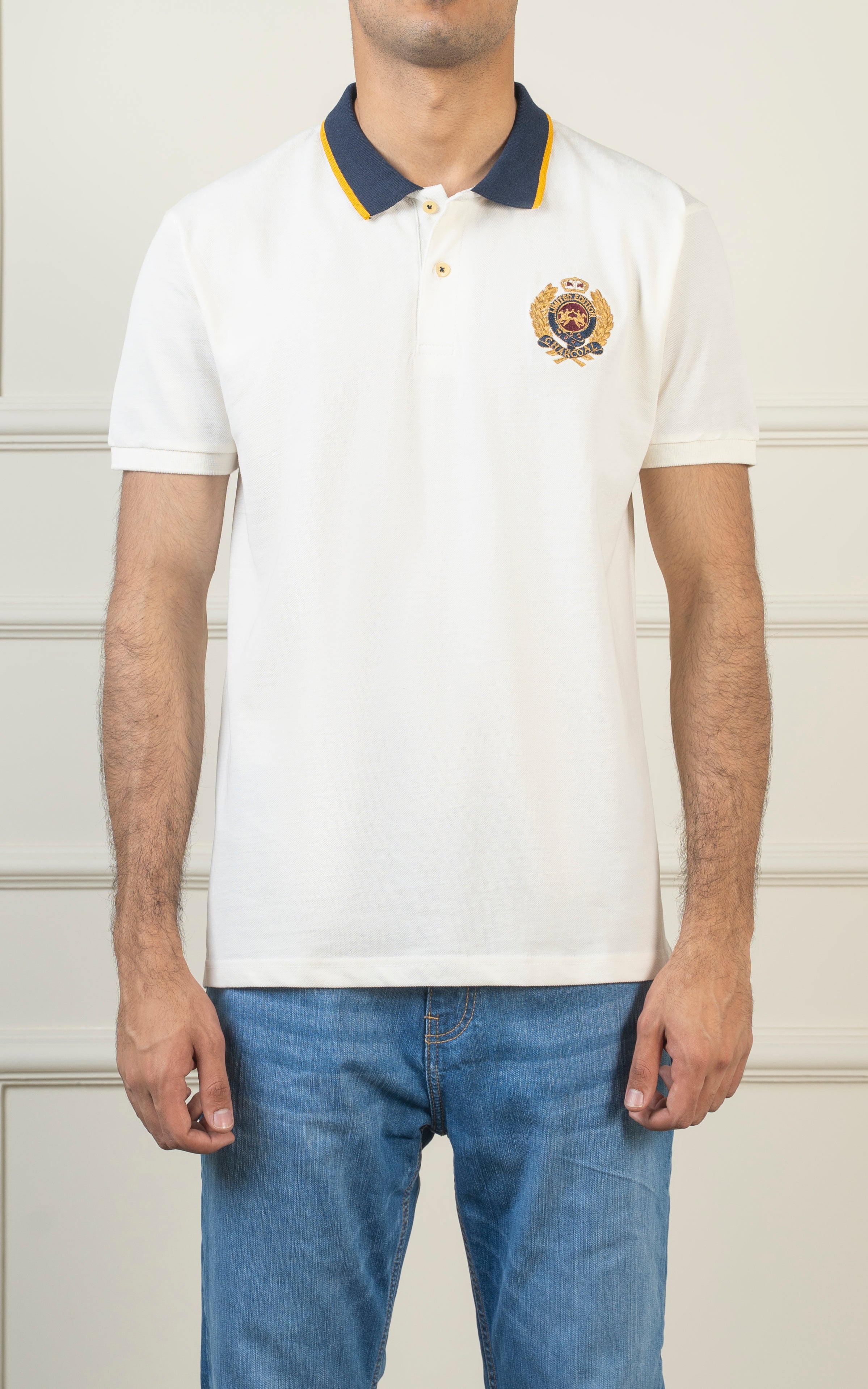 TIPPING CONTRAST COLLAR POLO WHITE