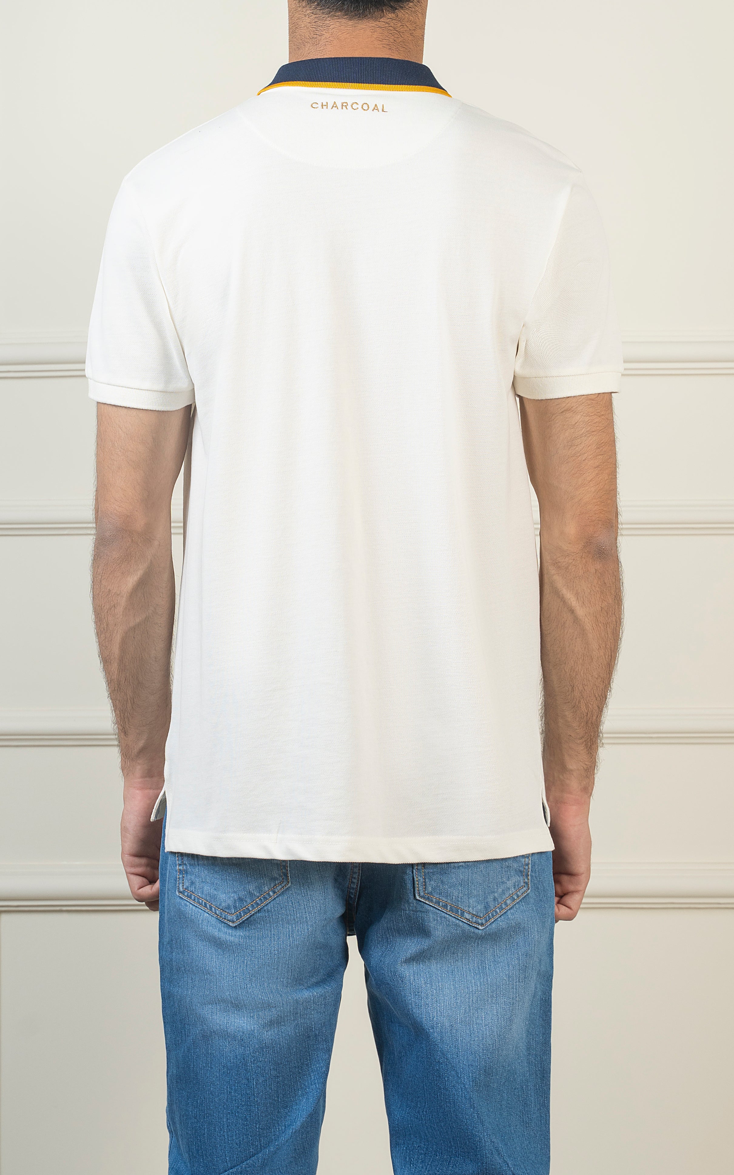 TIPPING CONTRAST COLLAR POLO WHITE