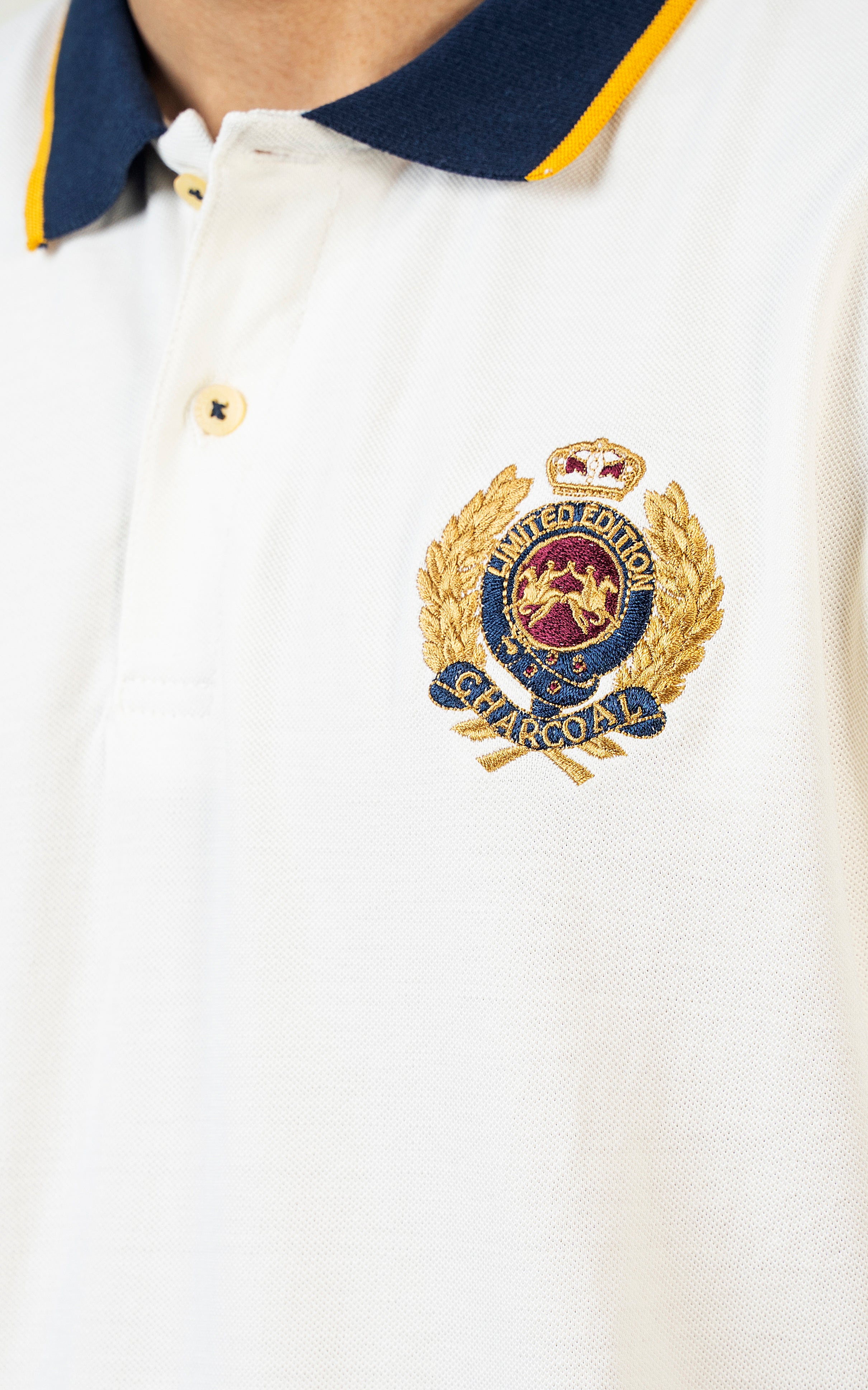 TIPPING CONTRAST COLLAR POLO WHITE