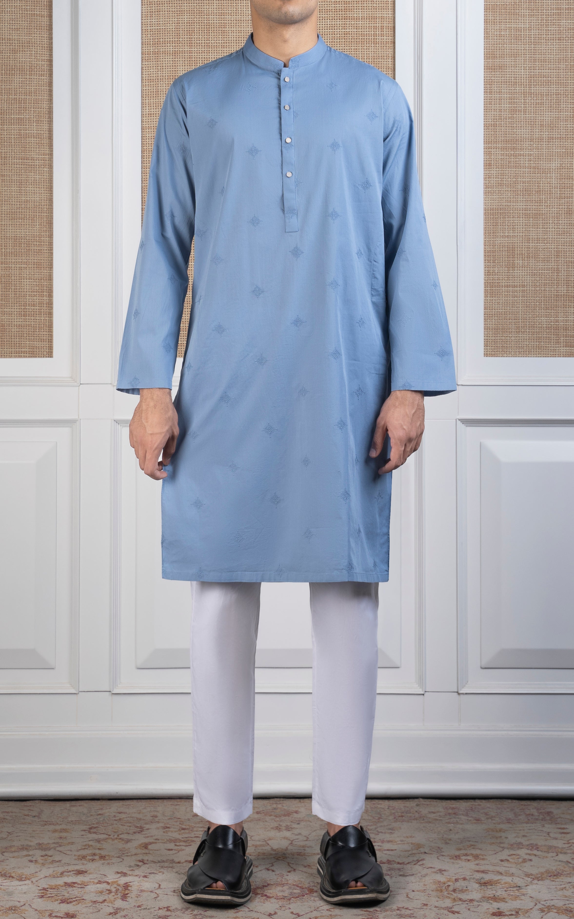 SPRAY EMBROIDERED KURTA- SIGNATURE COLLECTION ICE BLUE