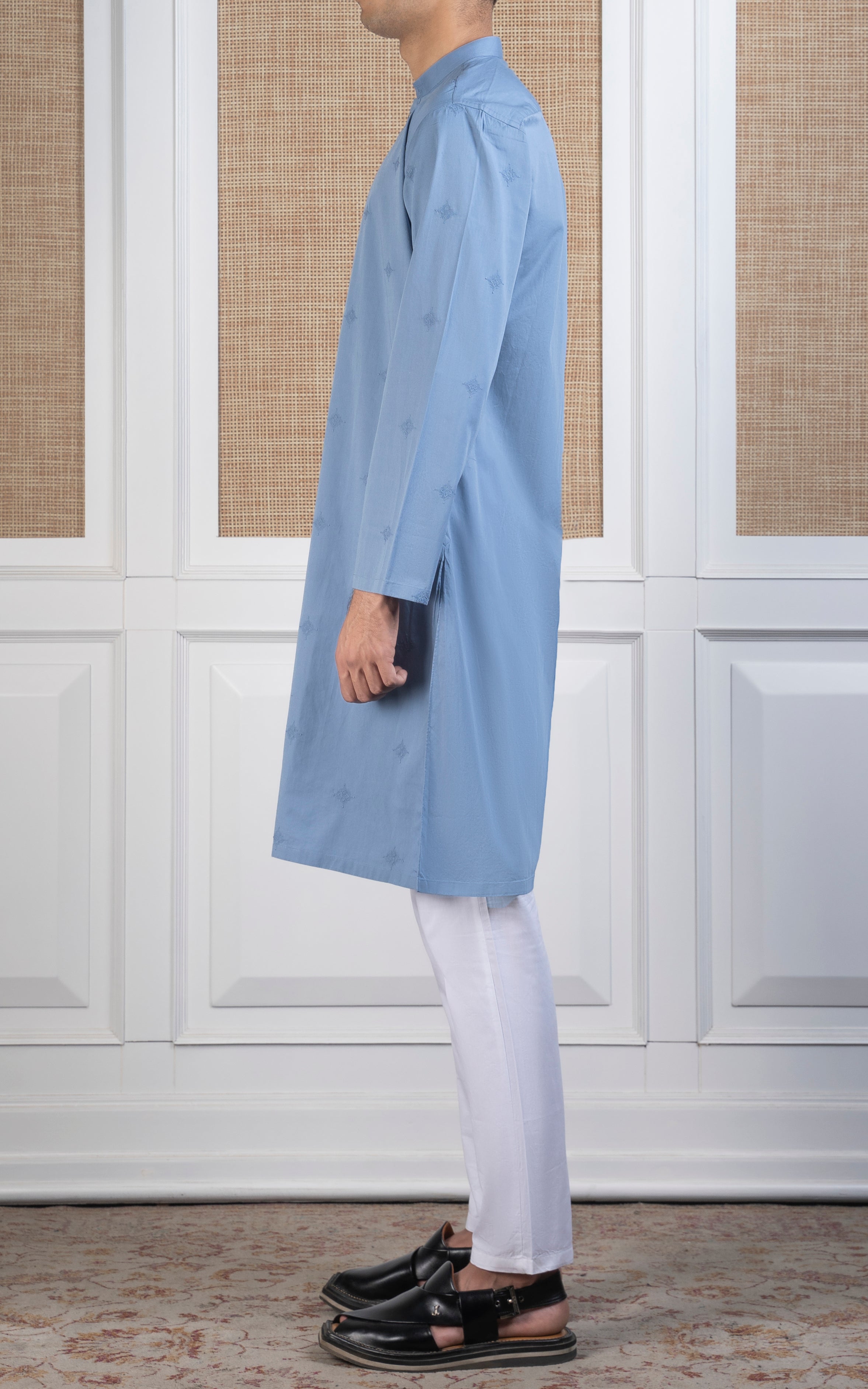 SPRAY EMBROIDERED KURTA- SIGNATURE COLLECTION ICE BLUE