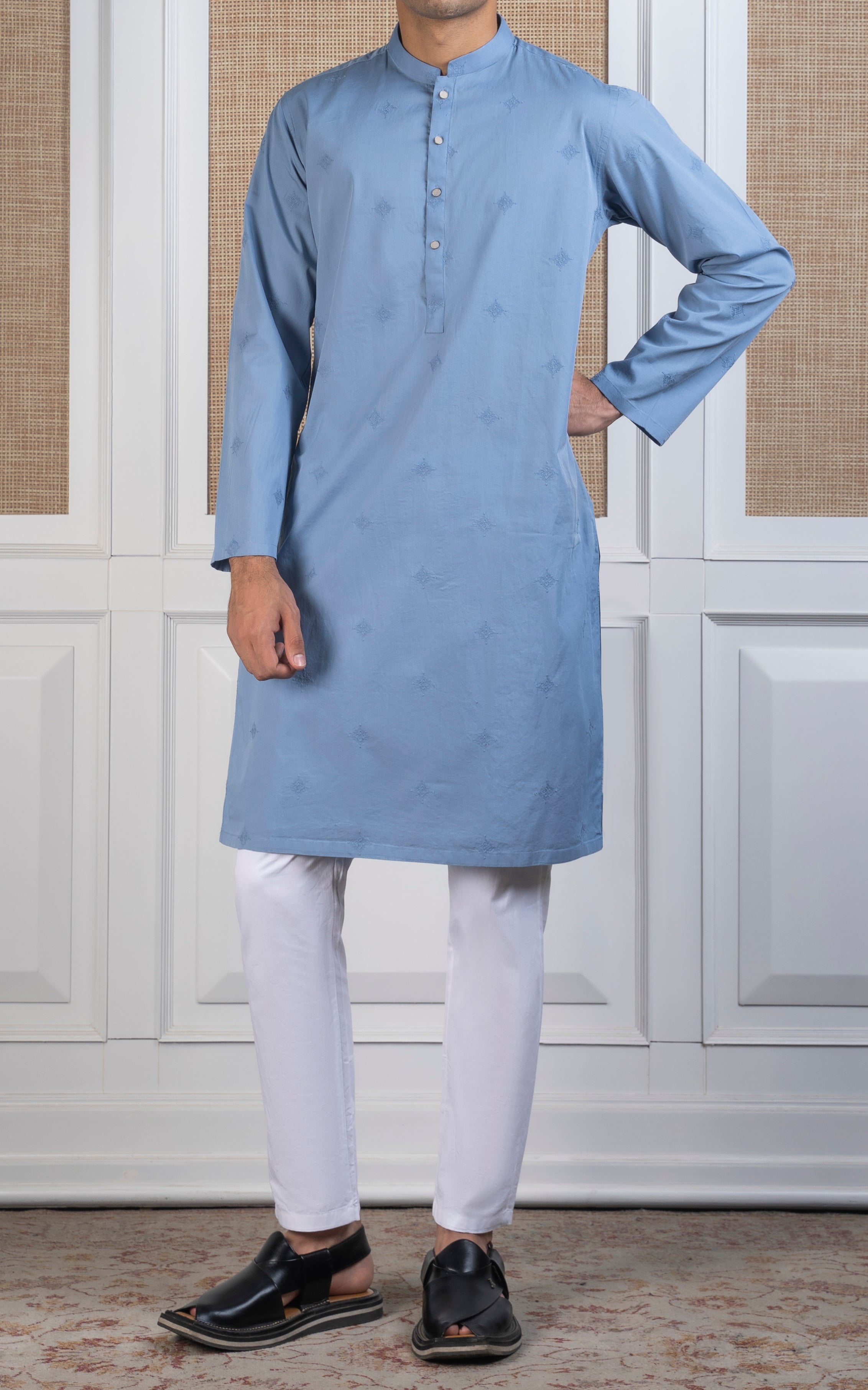 SPRAY EMBROIDERED KURTA- SIGNATURE COLLECTION ICE BLUE