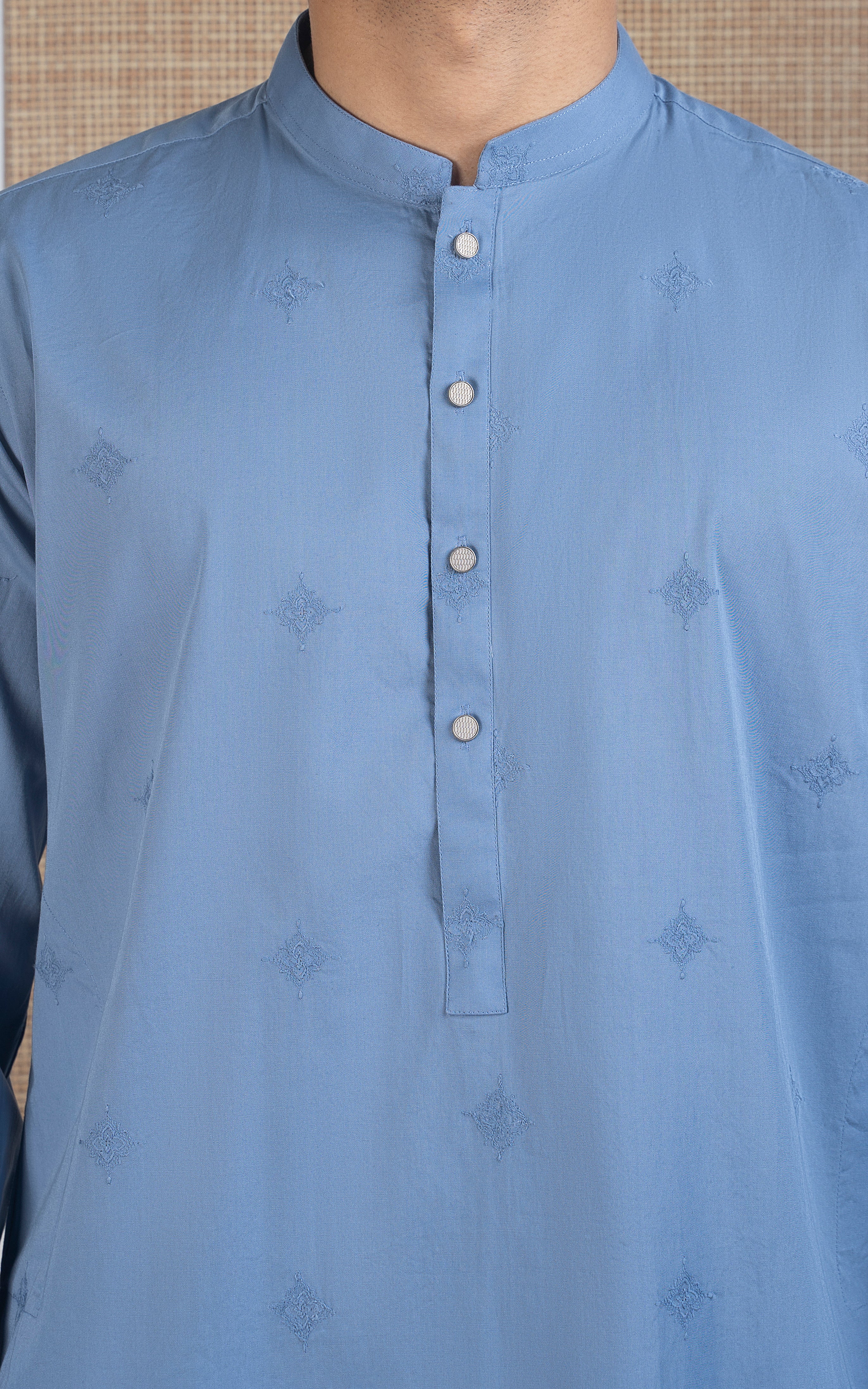 SPRAY EMBROIDERED KURTA- SIGNATURE COLLECTION ICE BLUE