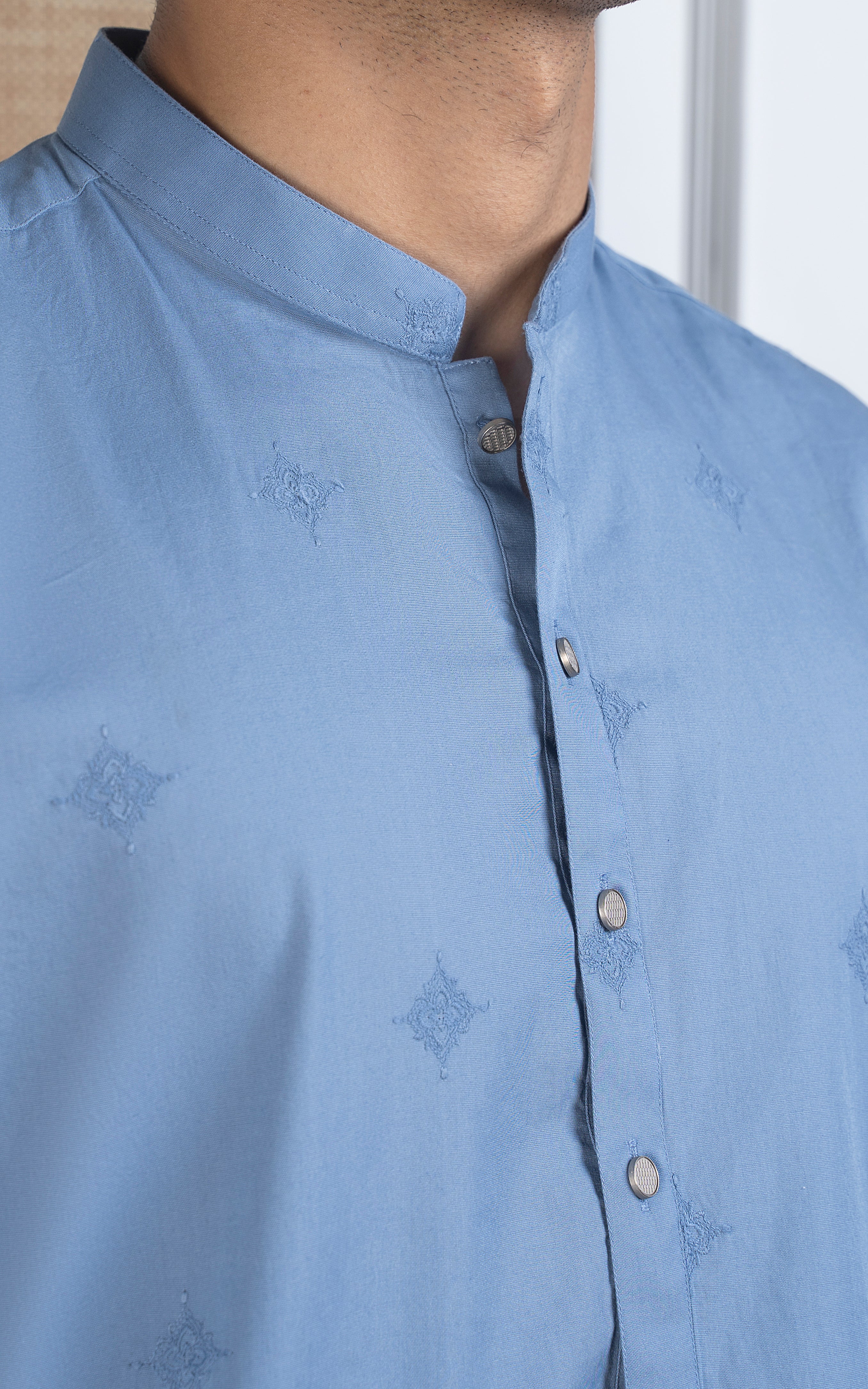 SPRAY EMBROIDERED KURTA- SIGNATURE COLLECTION ICE BLUE