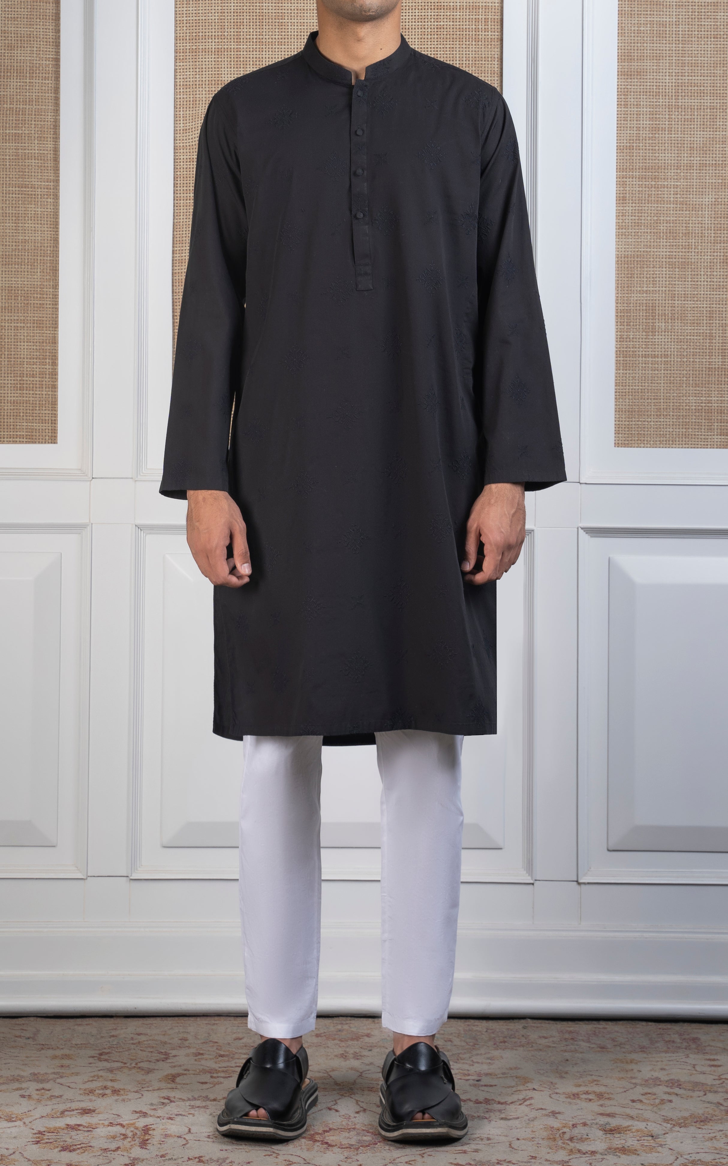 SPRAY EMBROIDERED KURTA- SIGNATURE COLLECTION  BLACK