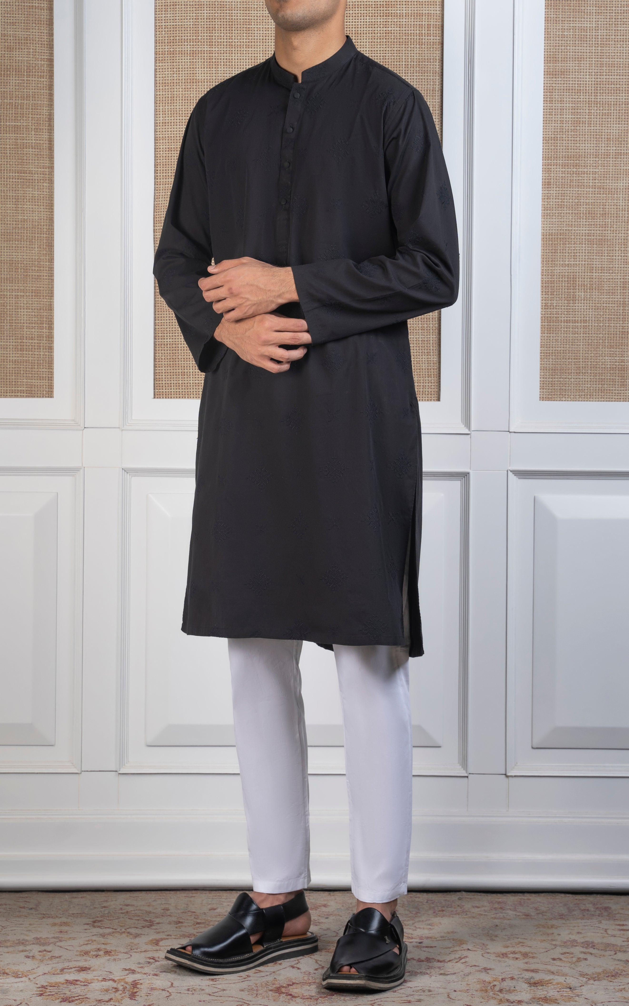 SPRAY EMBROIDERED KURTA- SIGNATURE COLLECTION BLACK