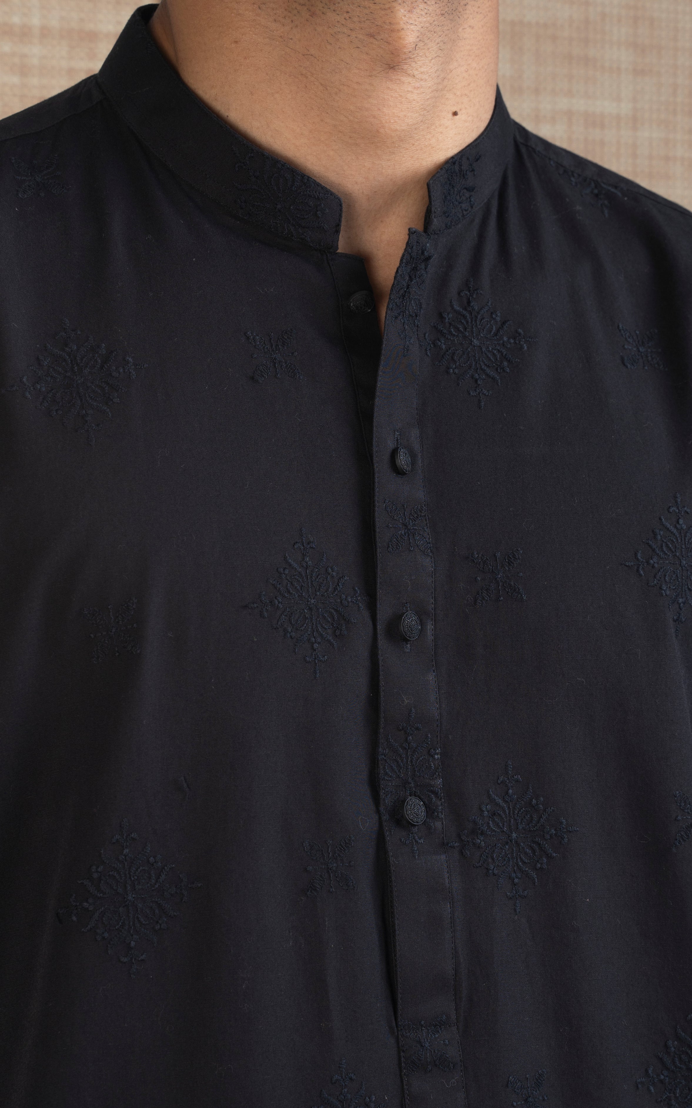 SPRAY EMBROIDERED KURTA- SIGNATURE COLLECTION BLACK