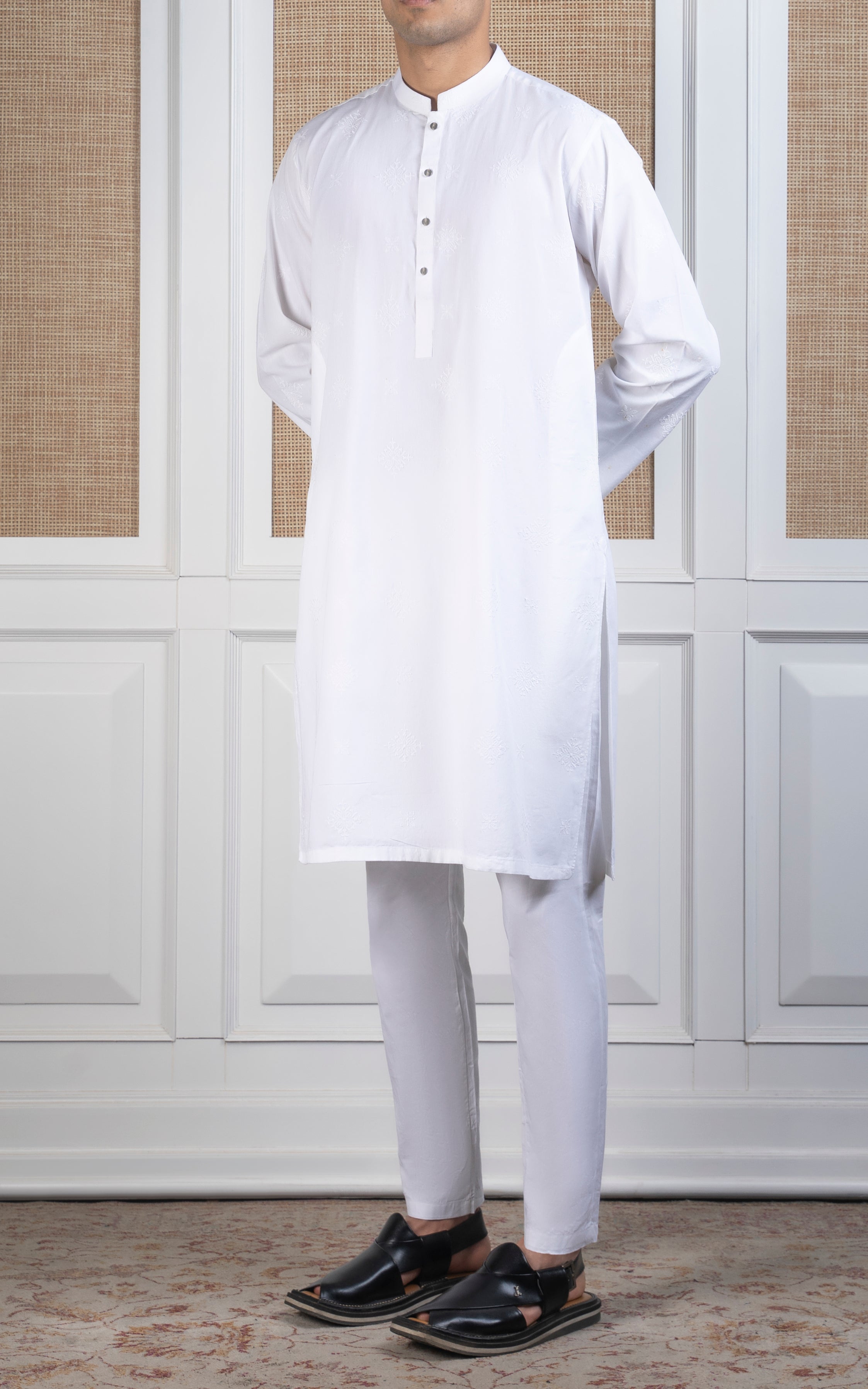 SPRAY EMBROIDERED KURTA- SIGNATURE COLLECTION WHITE