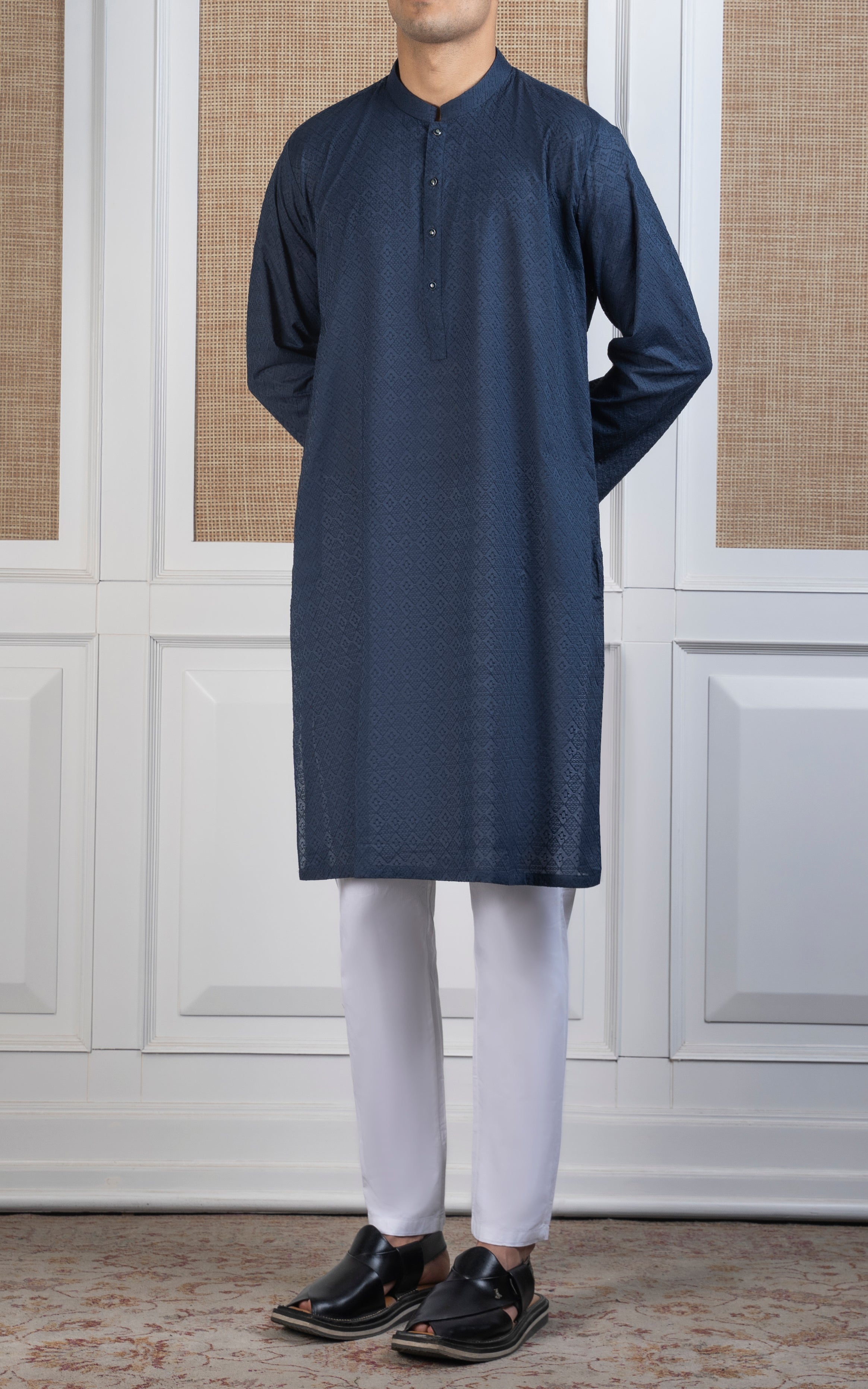 SCHIFFLI EMBROIDERED KURTA - SIGNATURE COLLECTION TEAL