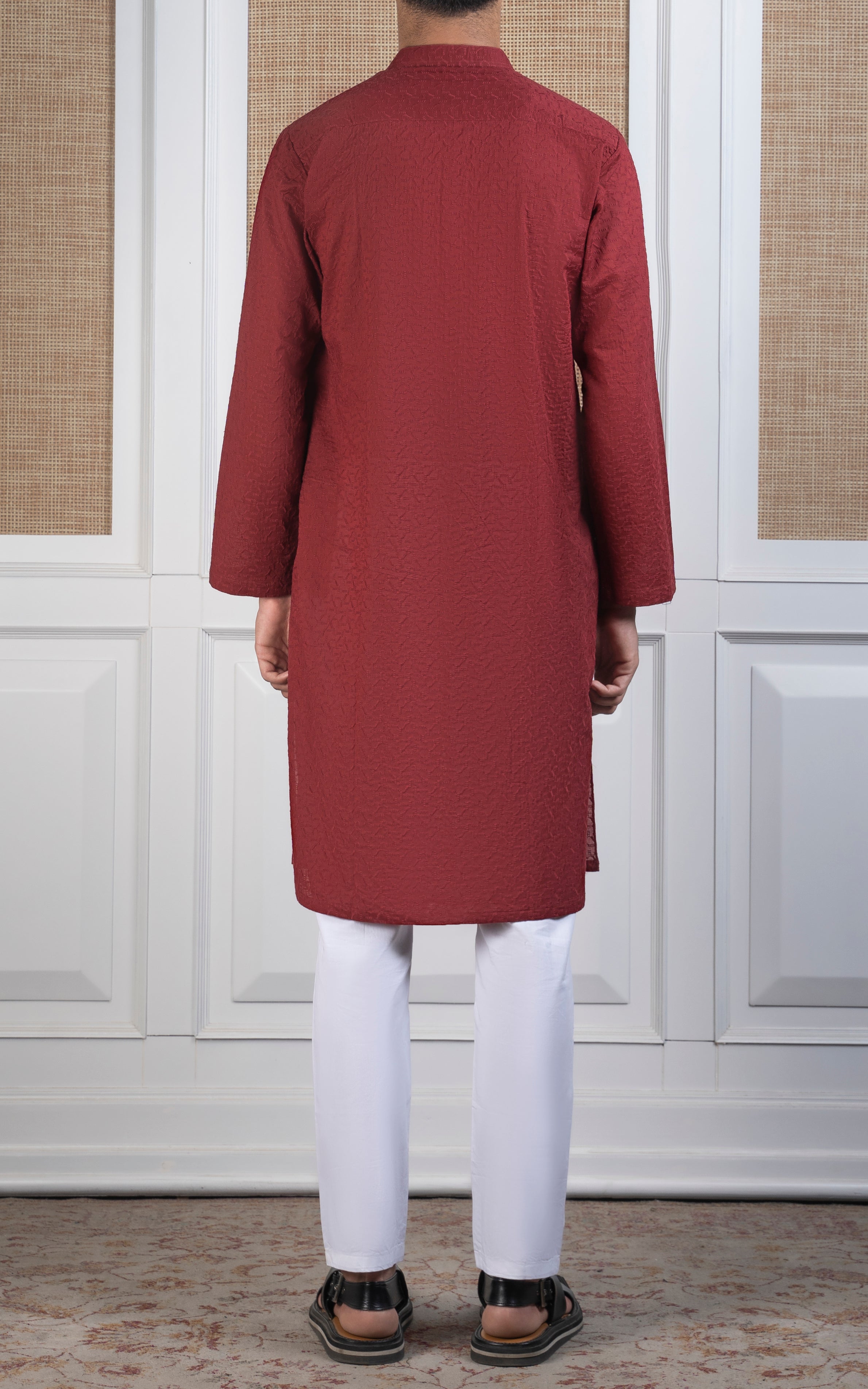 SCHIFFLI EMBROIDERED KURTA - SIGNATURE COLLECTION REDDISH MAROON