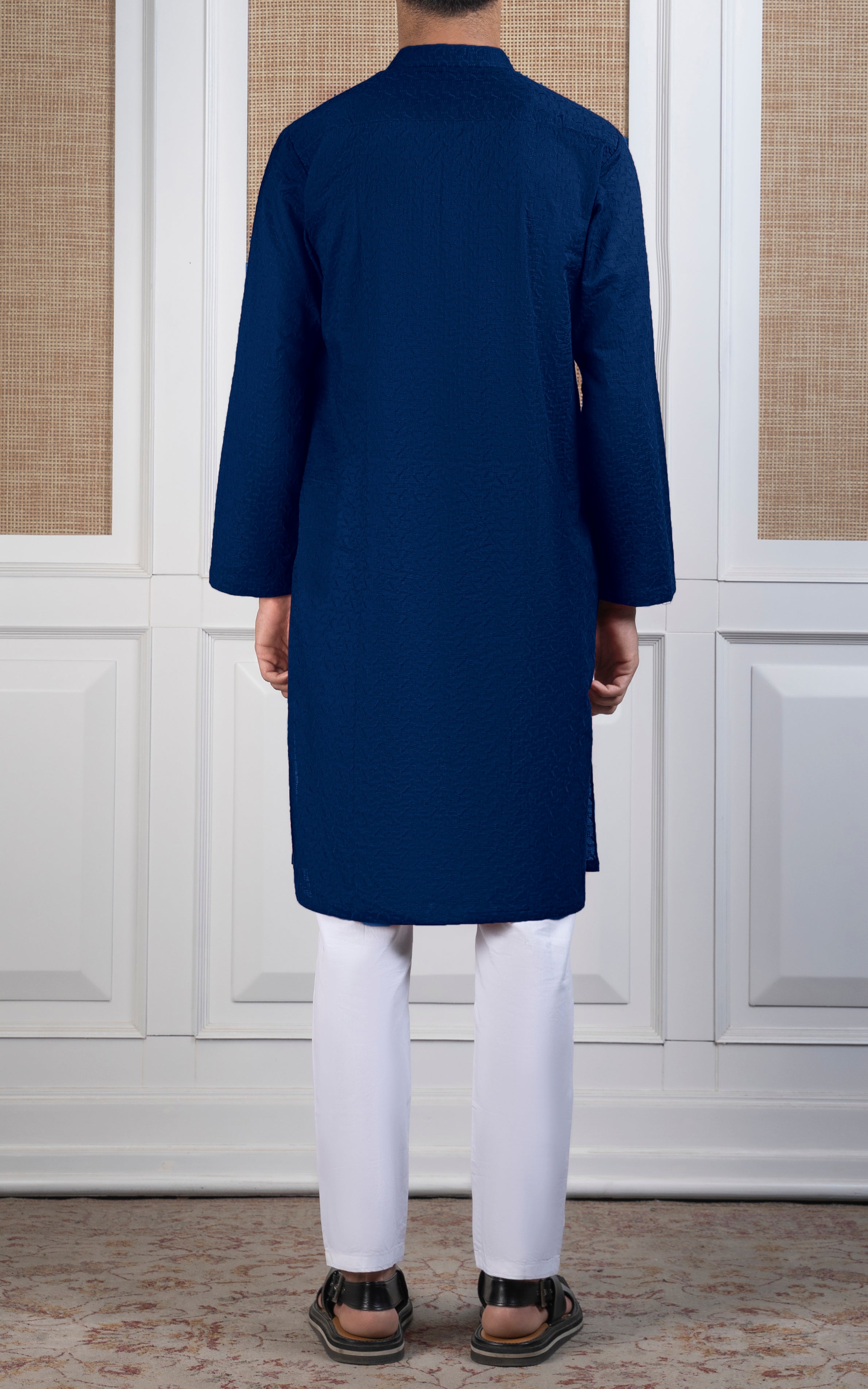 SCHIFFLI EMBROIDERED KURTA - SIGNATURE COLLECTION REDDISH BLUE