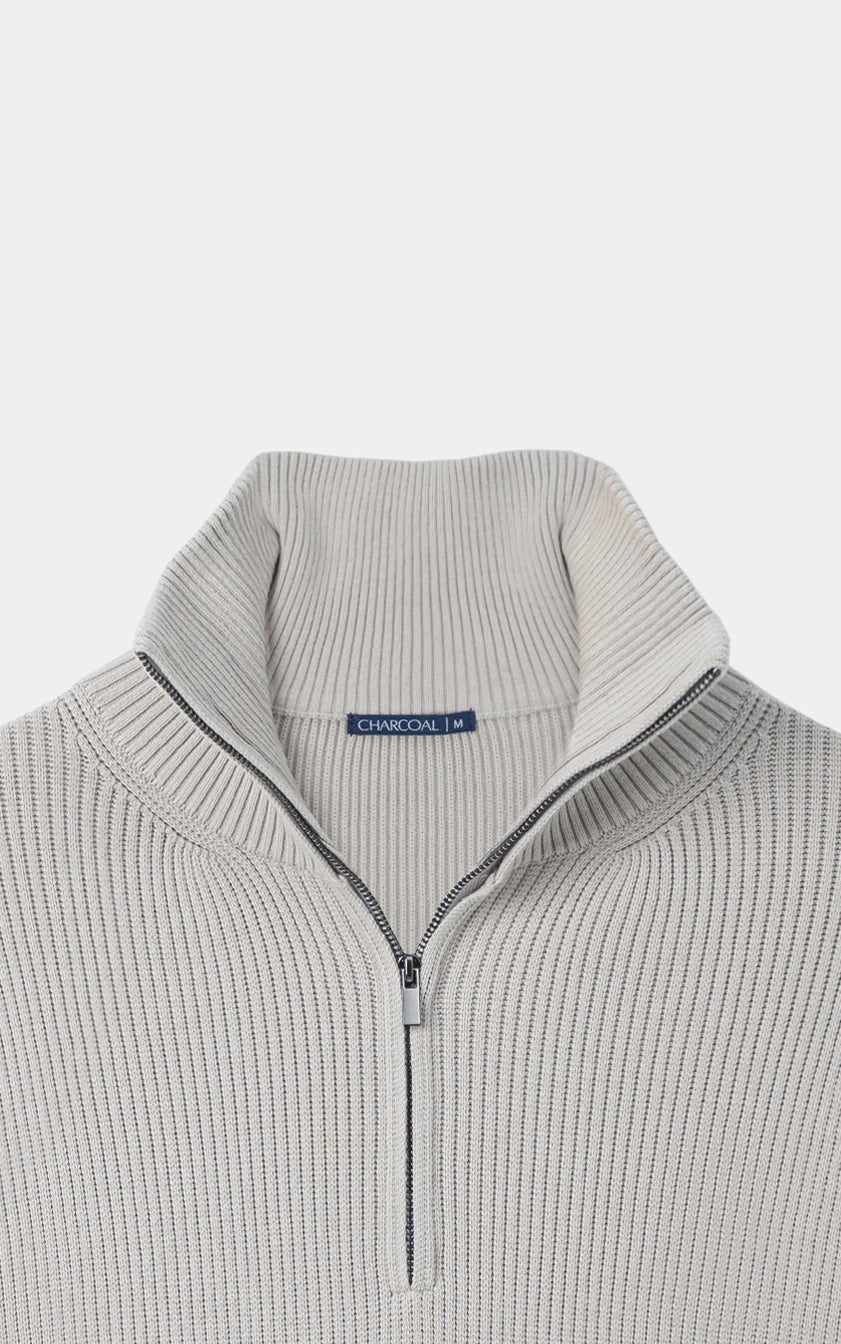 Half-Zip Mock neck Sweater Beige