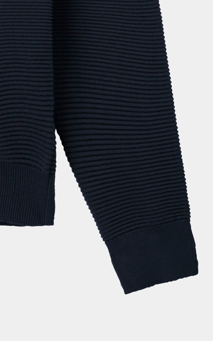 Ribbed Knit Henley Sweater Black