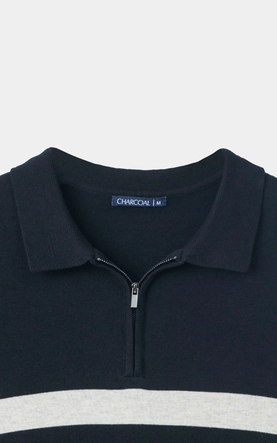 Striped Half-Zip Knit Sweater Black