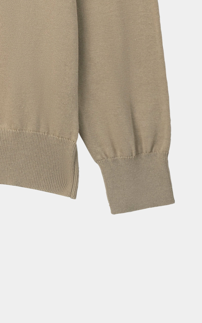 Striped Half-Zip Knit Sweater Light Khaki