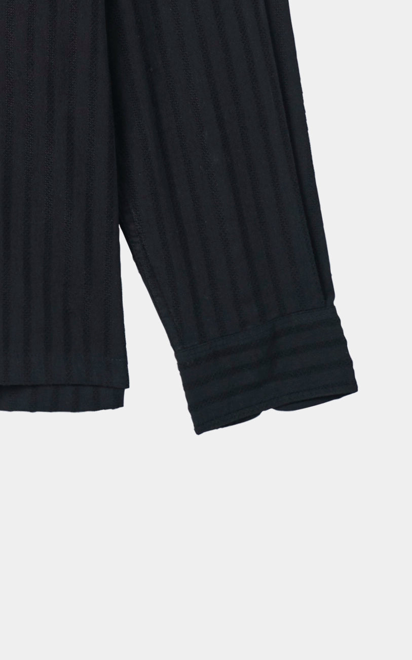 SELF TEXTURED JACQUARD CASUAL SHIRT BLACK