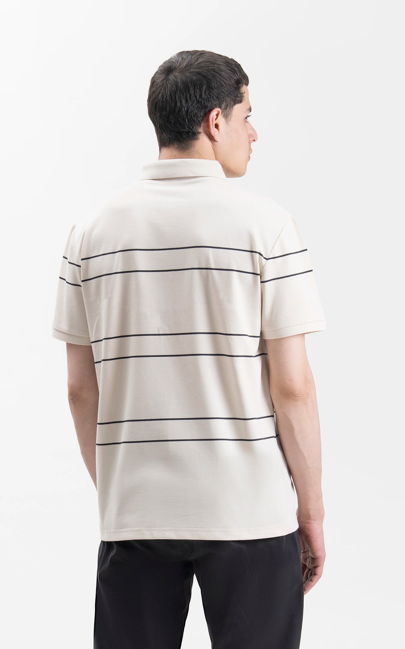 SMART FIT CLASSIC PREMIUM STRIPED POLO SHIRT BEIGE