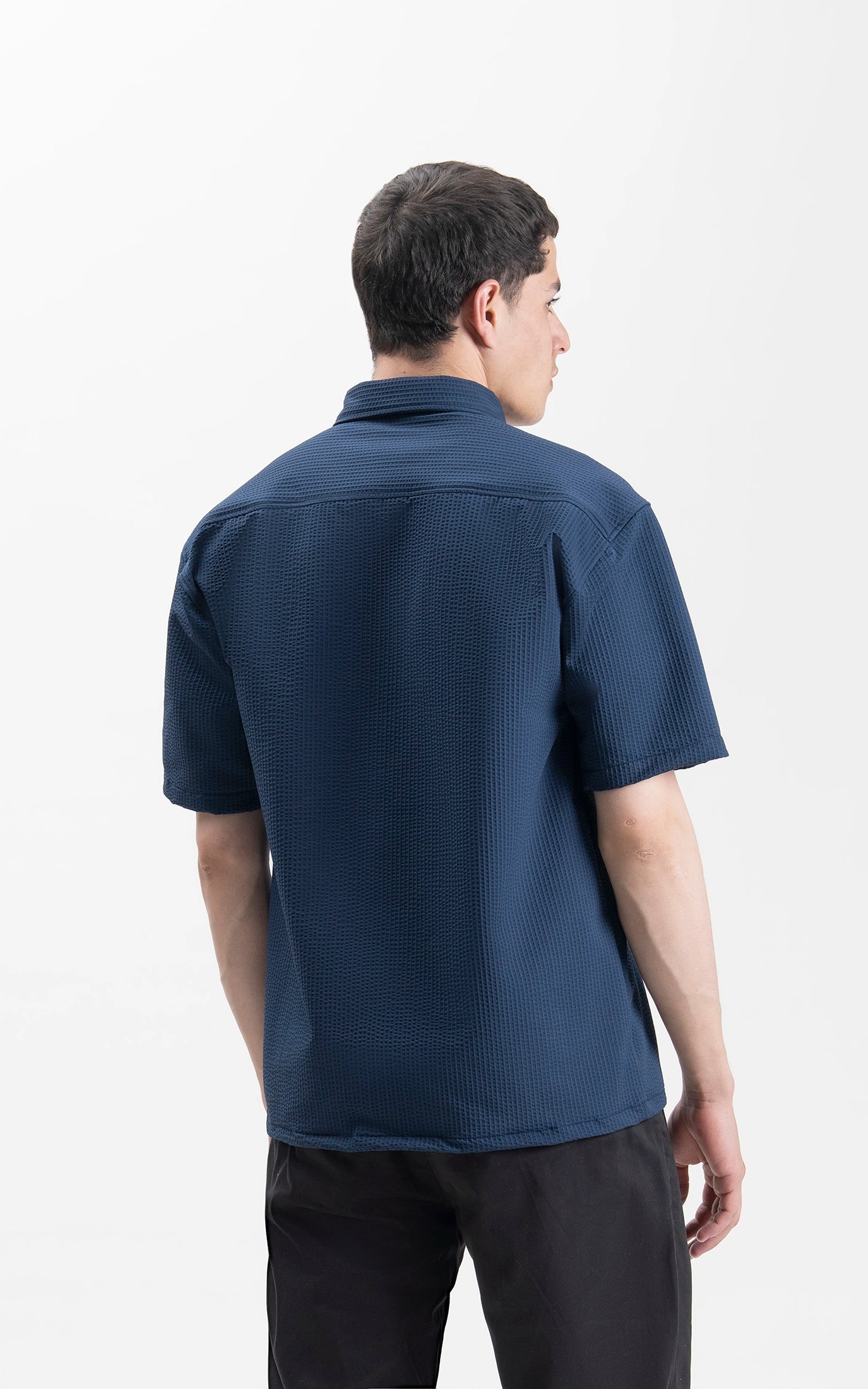 RELAXED FIT BUTTON DOWN CASUAL SHIRT NAVY