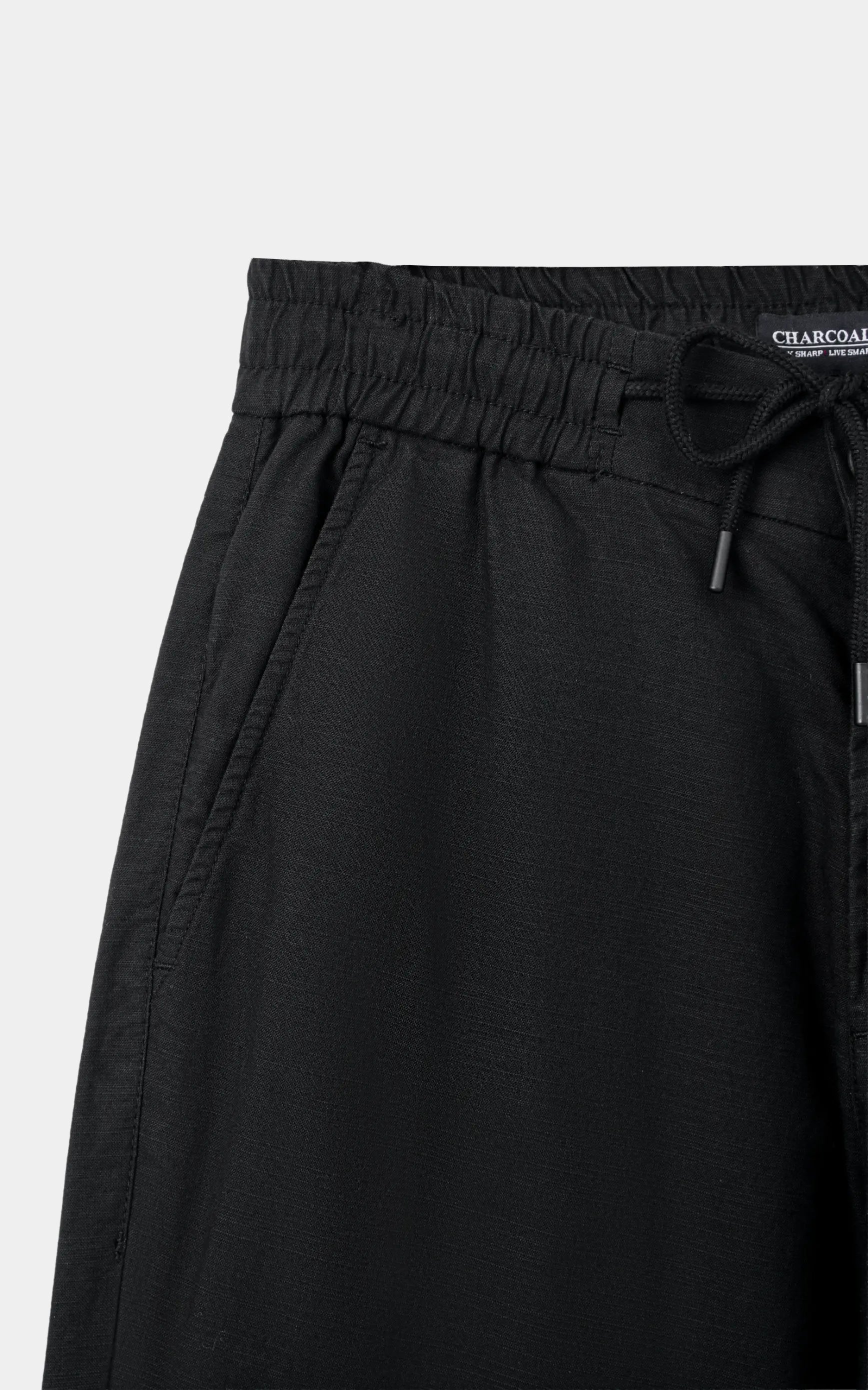 SMART FIT LINEN JOGGER TROUSER BLACK