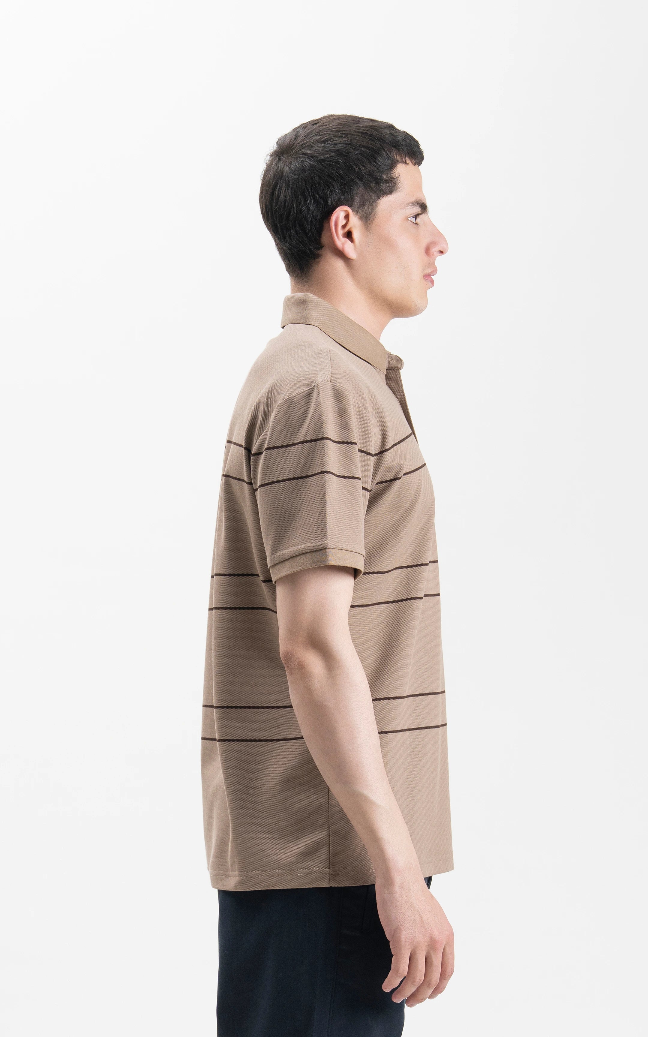 SMART FIT CLASSIC PREMIUM STRIPED POLO SHIRT BROWN