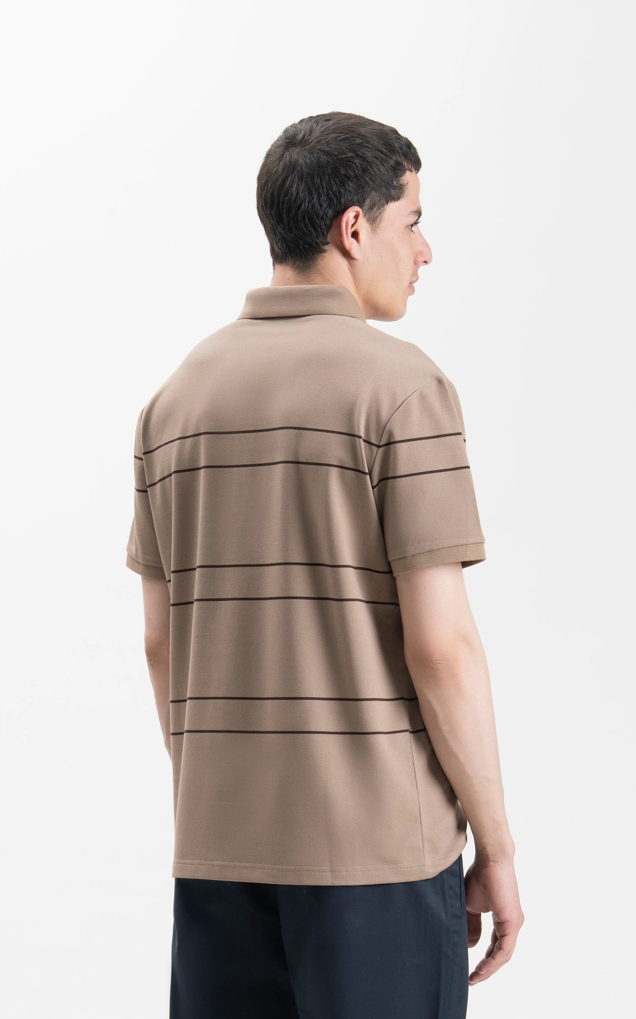 SMART FIT CLASSIC PREMIUM STRIPED POLO SHIRT BROWN
