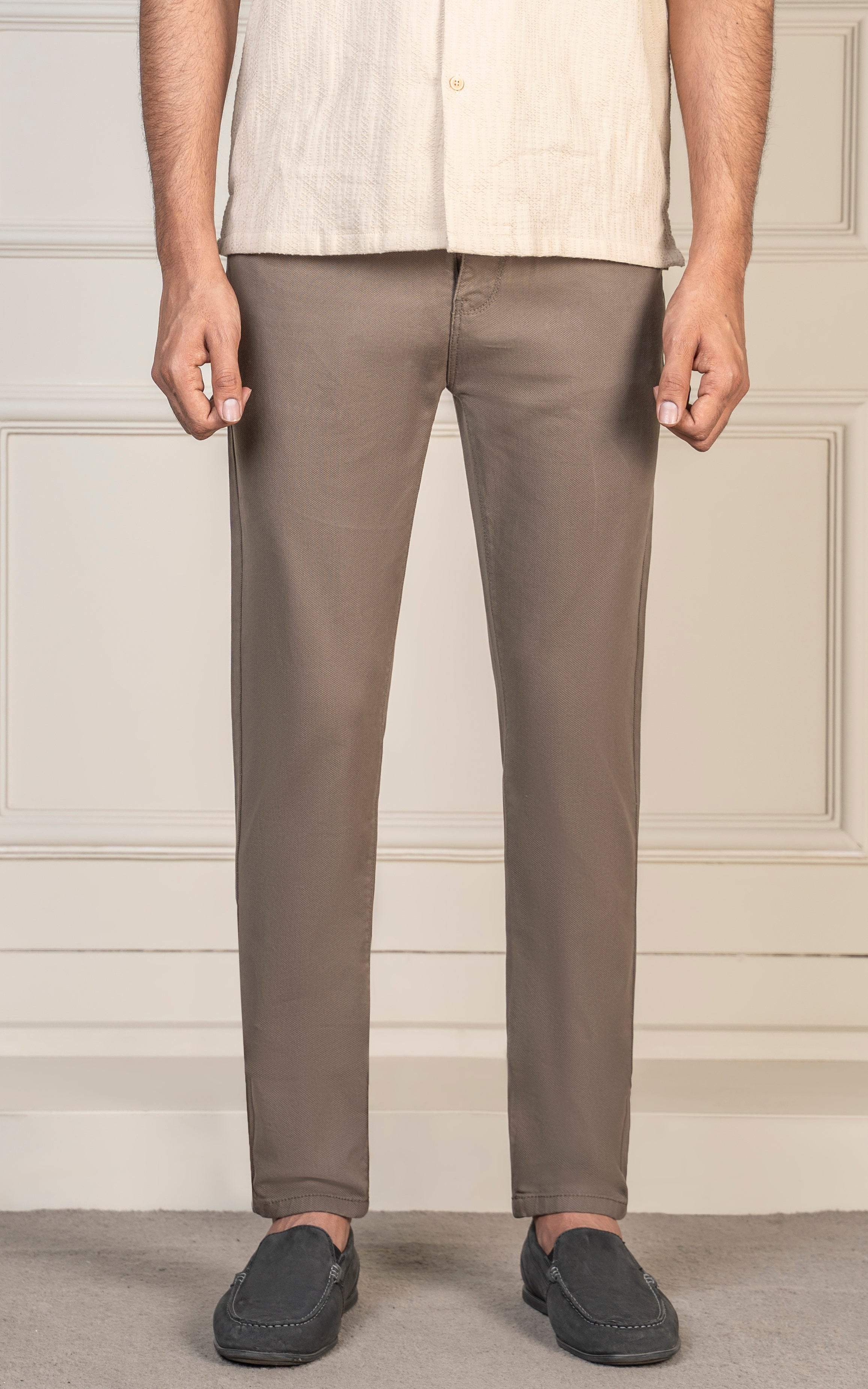 DOBBY 5 POCKET SLIM FIT PANT OLIVE