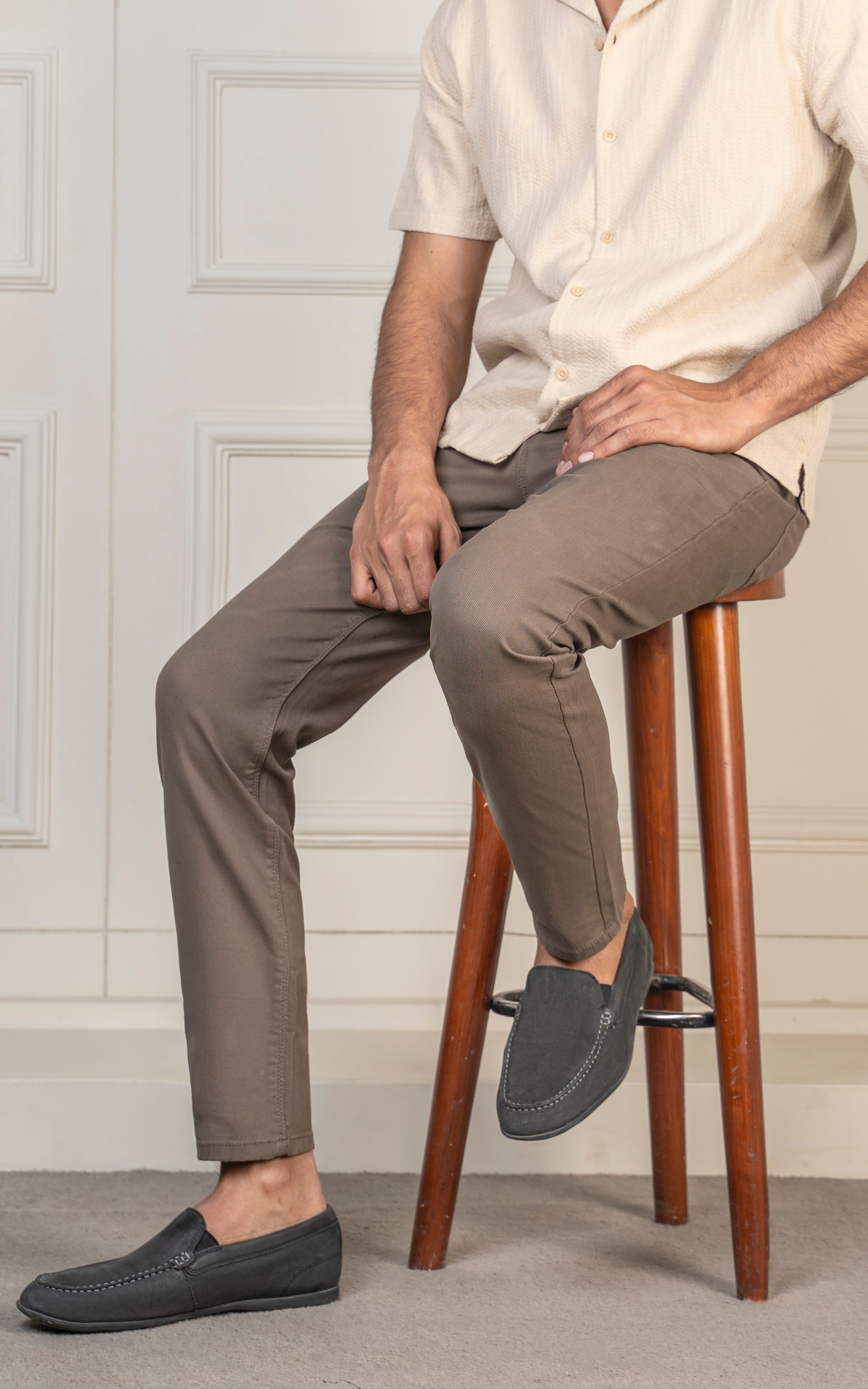 DOBBY 5 POCKET SLIM FIT PANT OLIVE