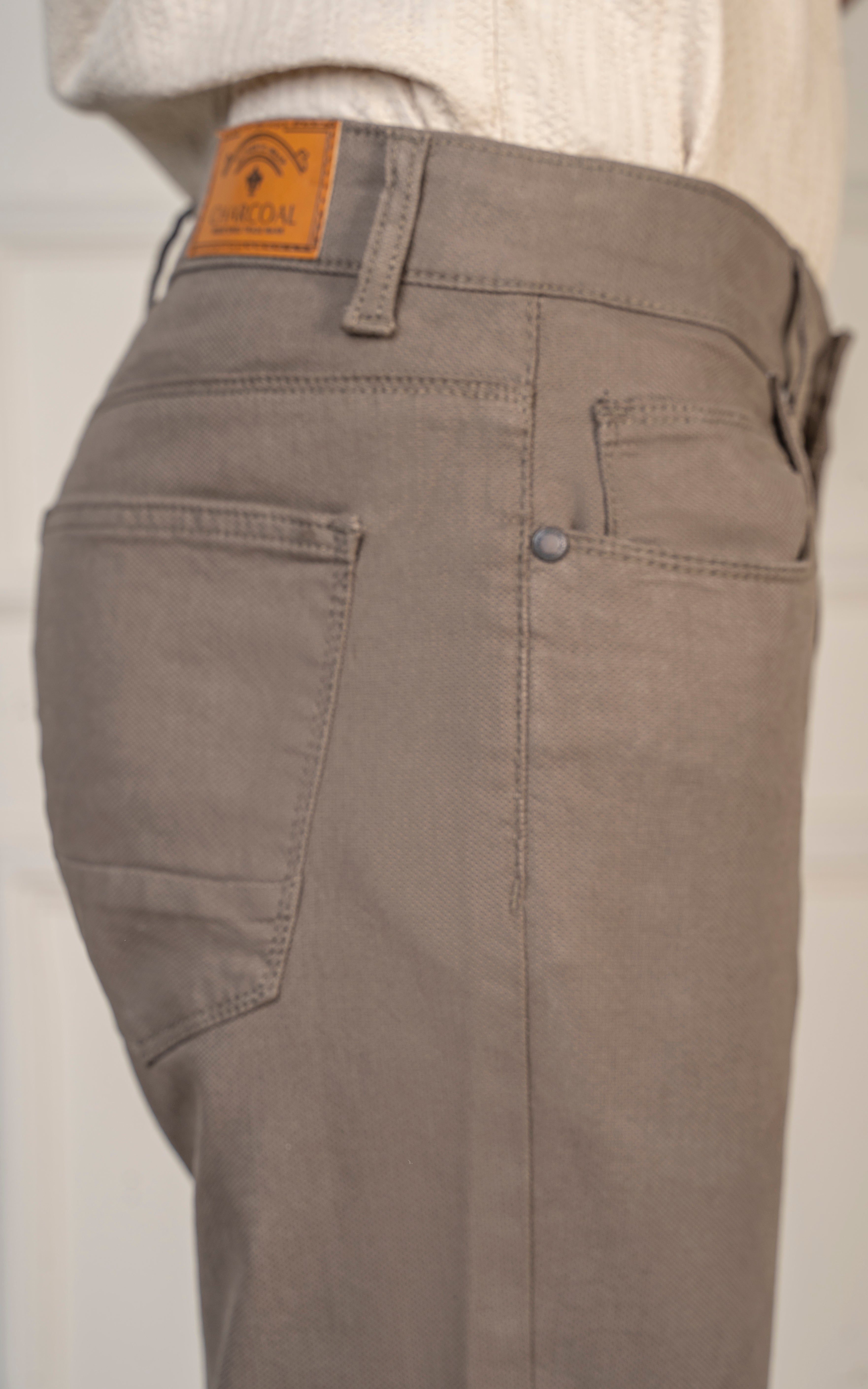 DOBBY 5 POCKET SLIM FIT PANT OLIVE