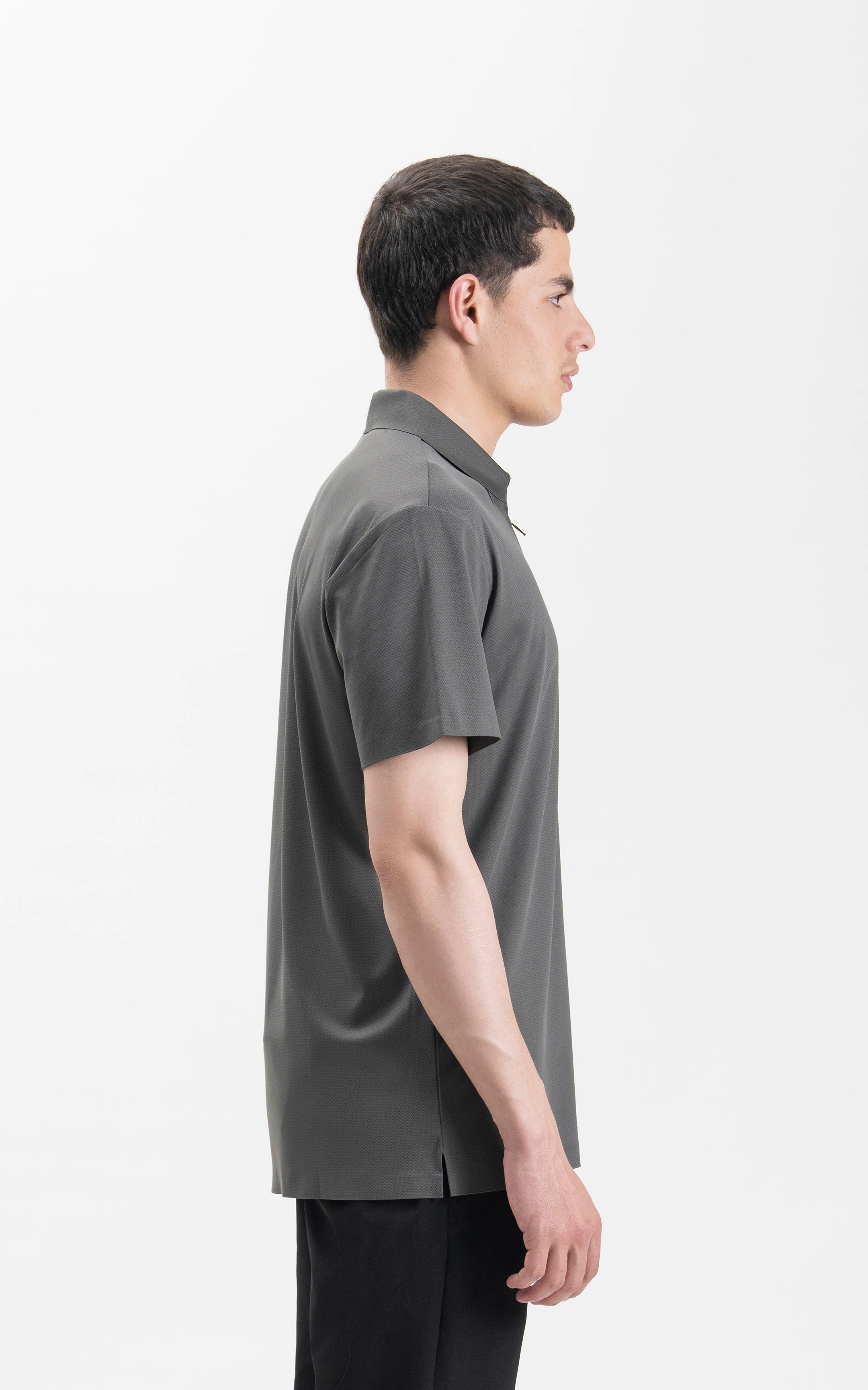 SMART FIT PREMIUM ZIP POLO SHIRT DARK GREY