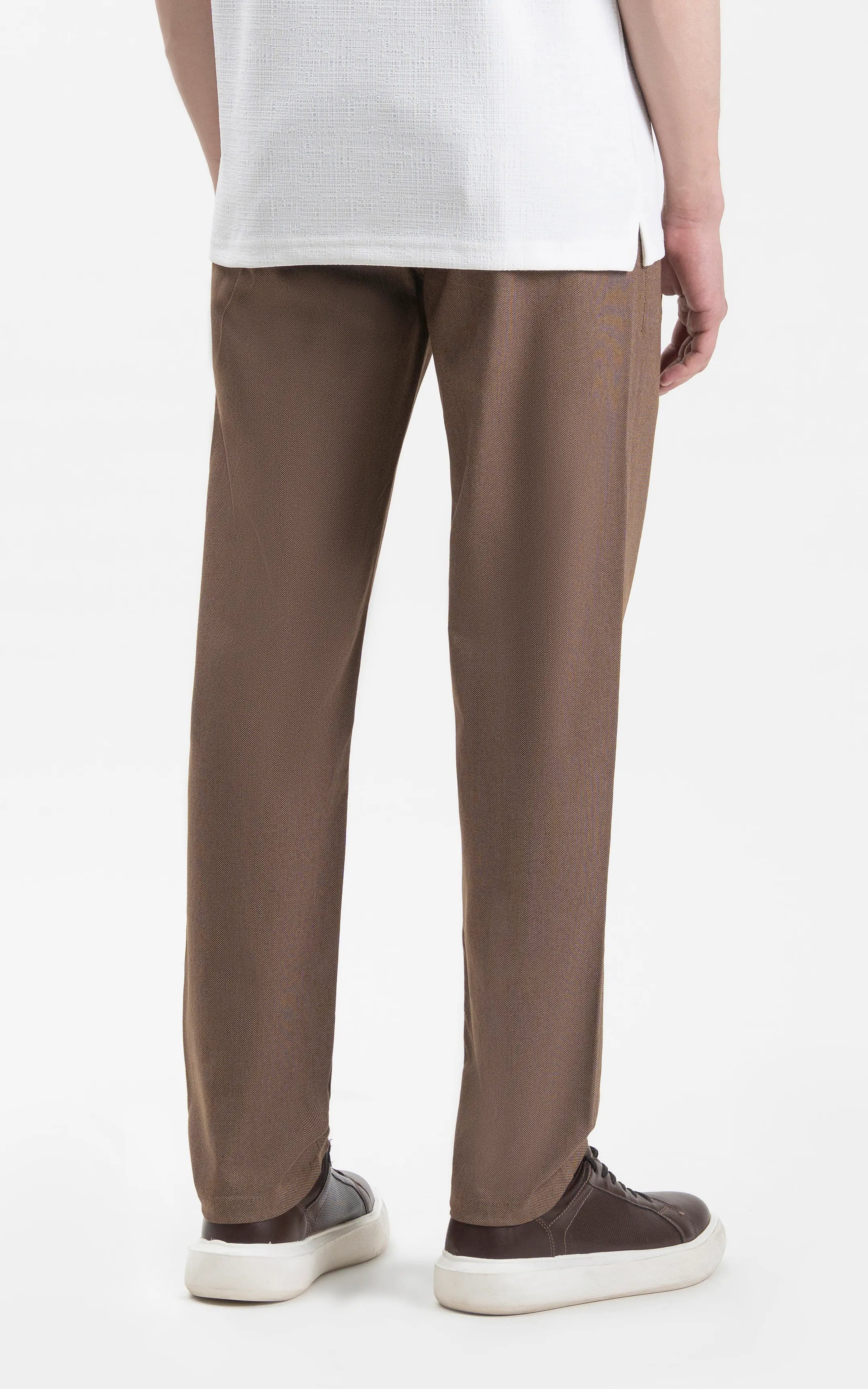 CASUAL PANT REGULAR FIT BROWN MELANGE