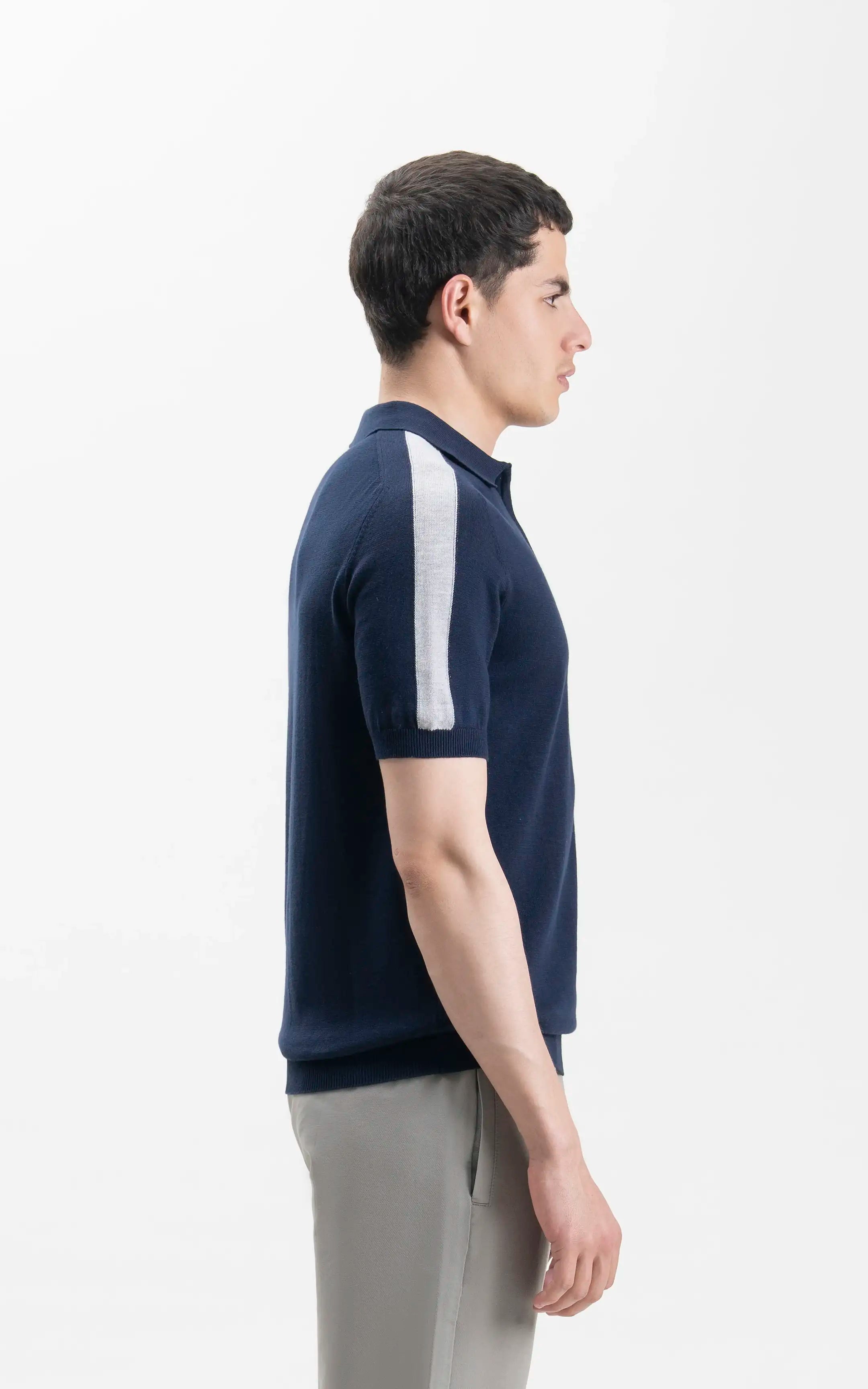 SWEATER KNIT RAGLAN SLEEVE POLO NAVY