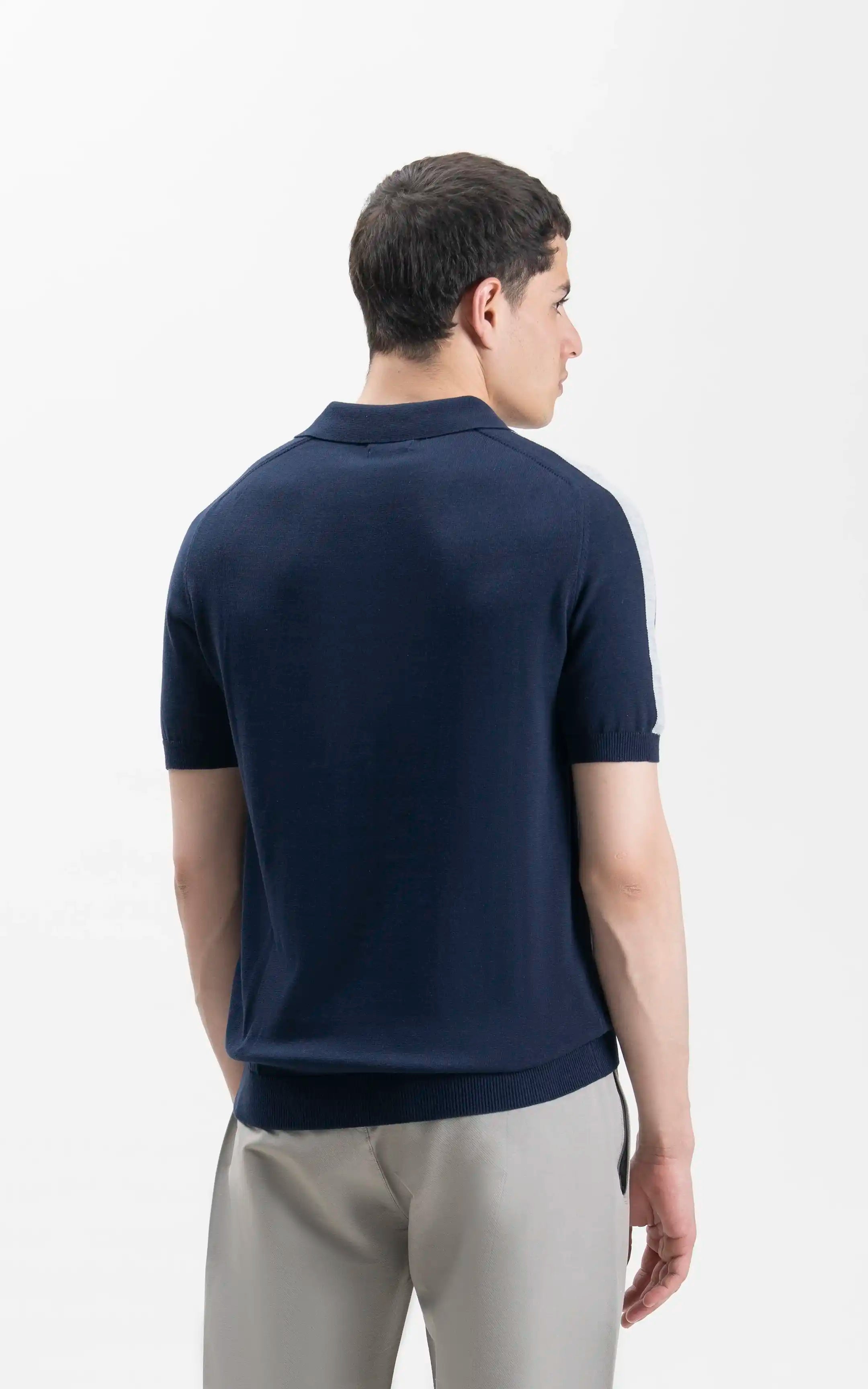 SWEATER KNIT RAGLAN SLEEVE POLO NAVY