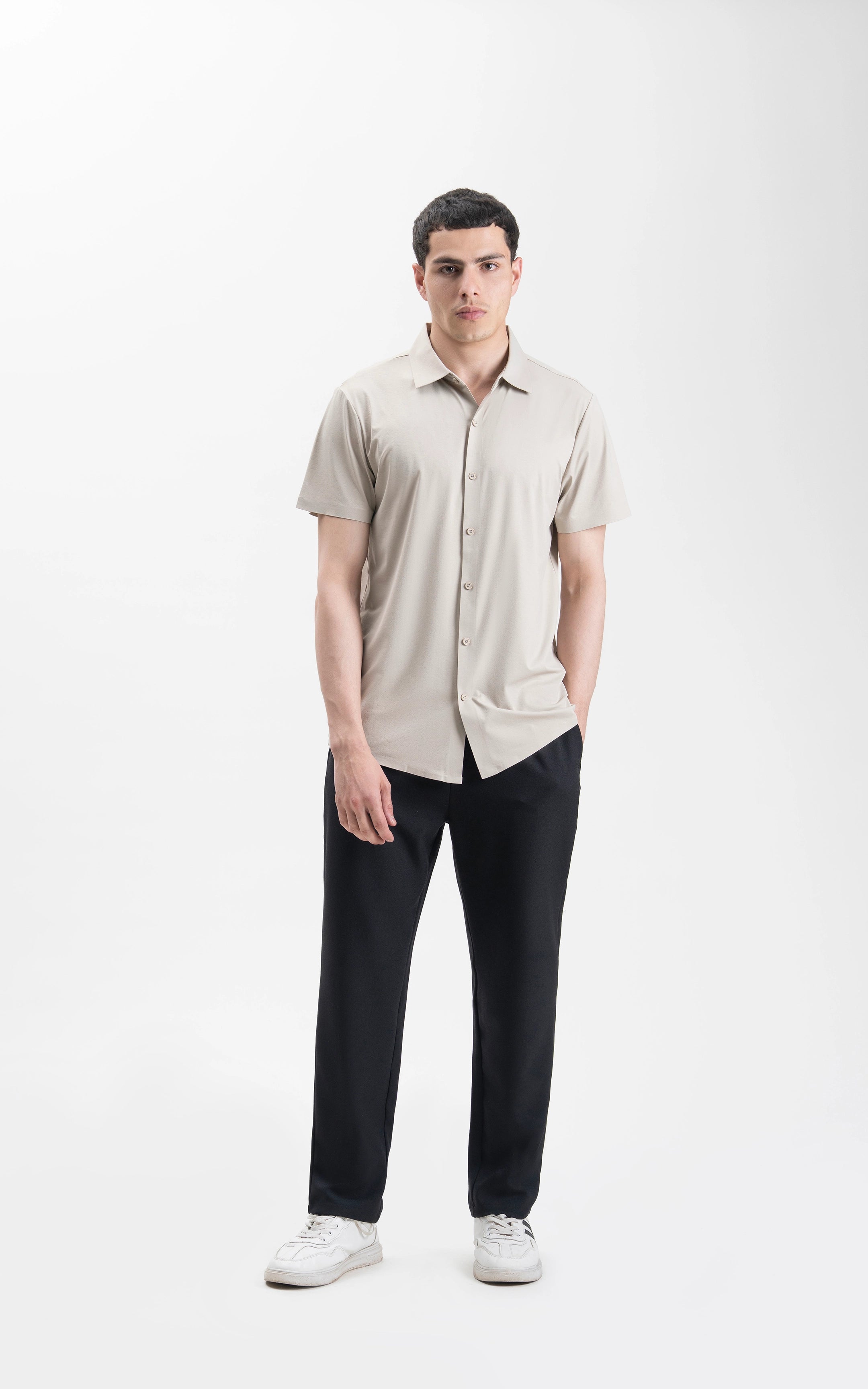 PREMIUM NYLON CASUAL SHIRT BEIGE