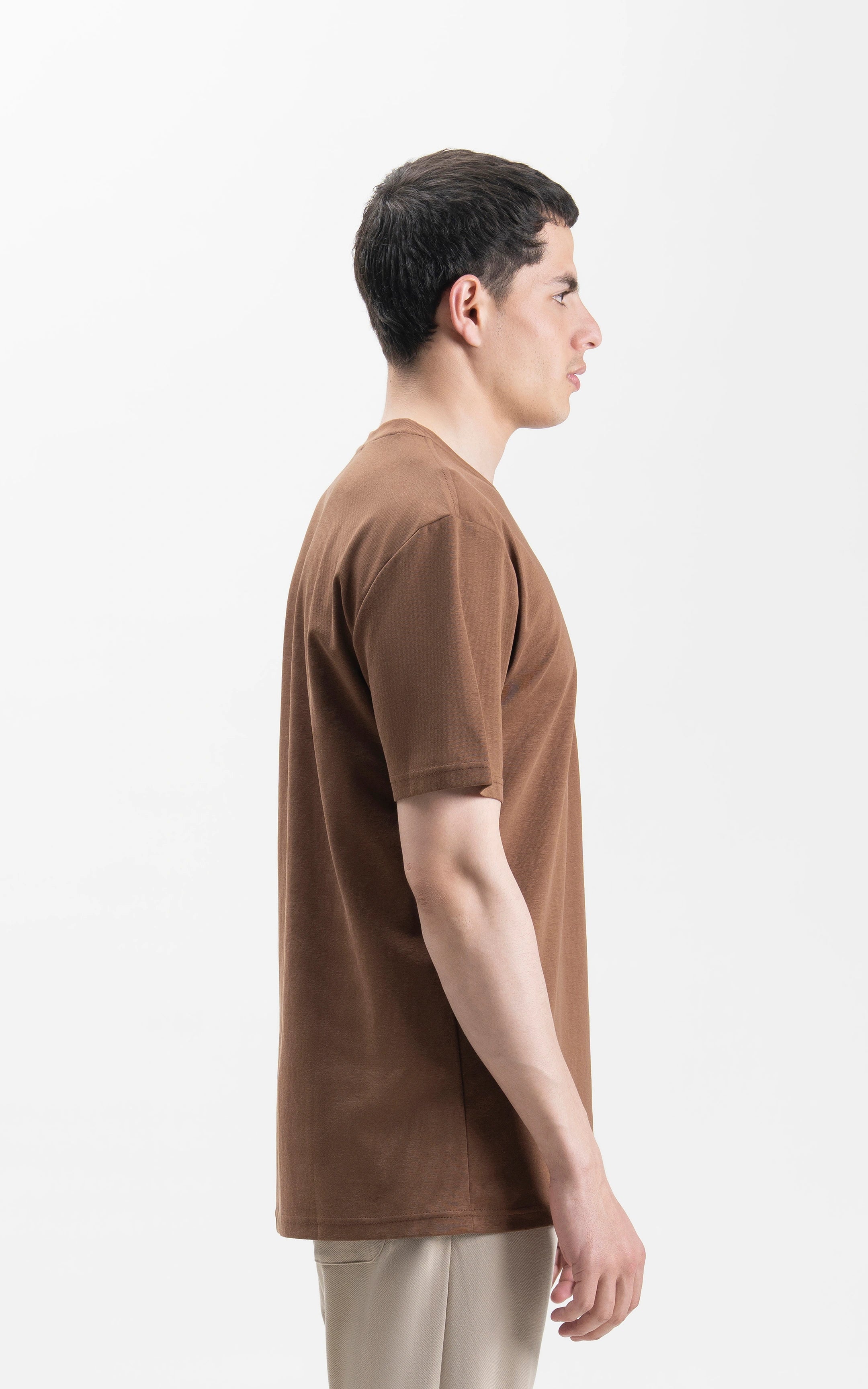 OVERSIZE FIT CREW NECK T-SHIRT BROWN