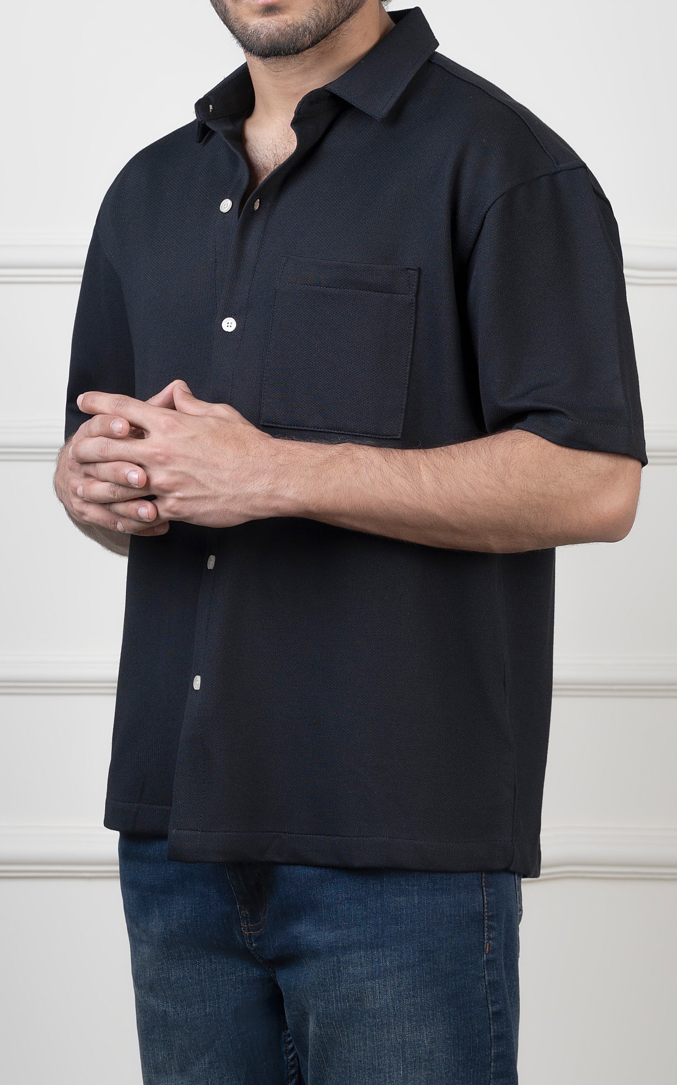 OVERSIZED KNITTED SHIRT BLACK