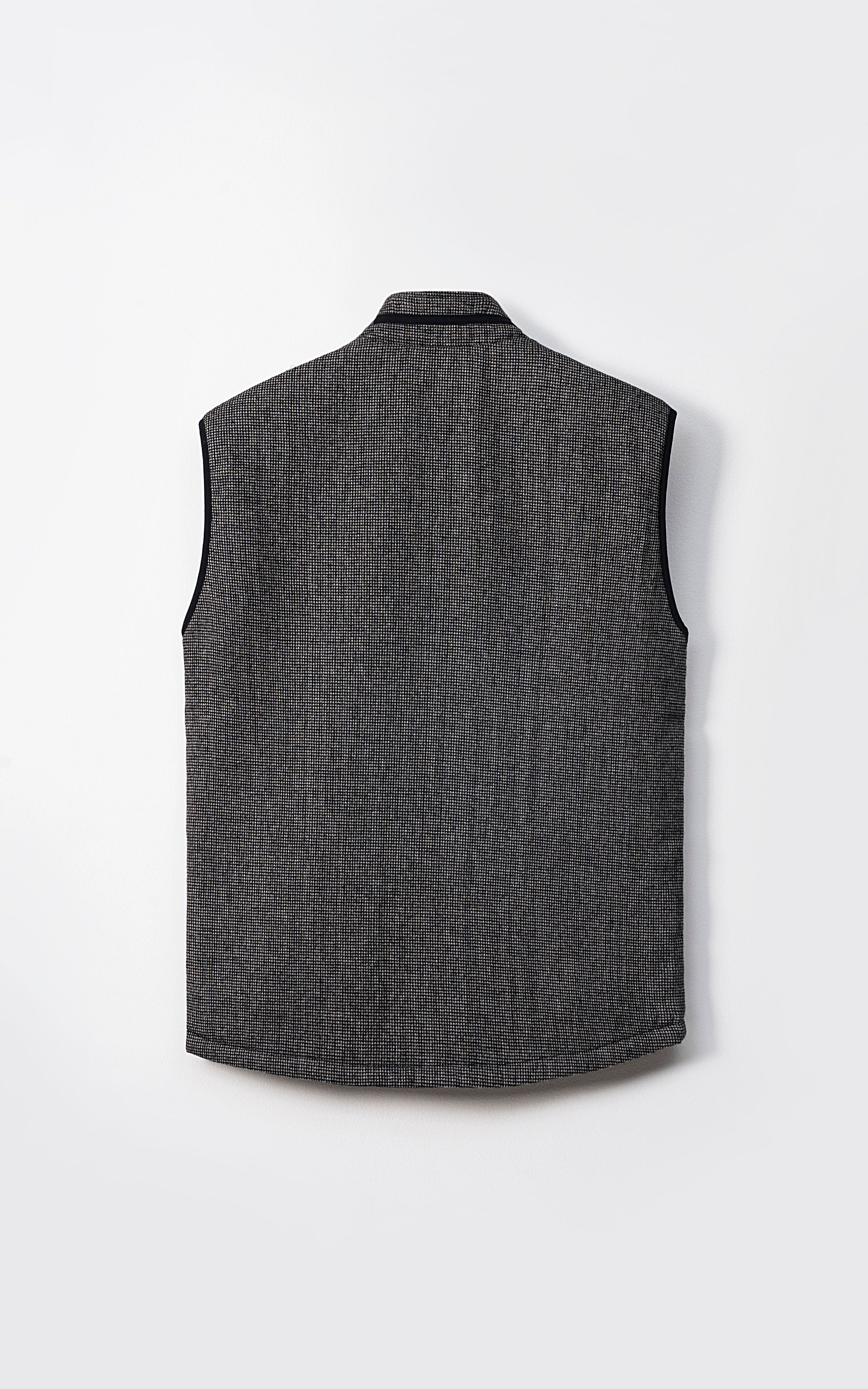 WOOL QUILTED SLEEVELESS REVERSIBLE JACKET DARK GREY