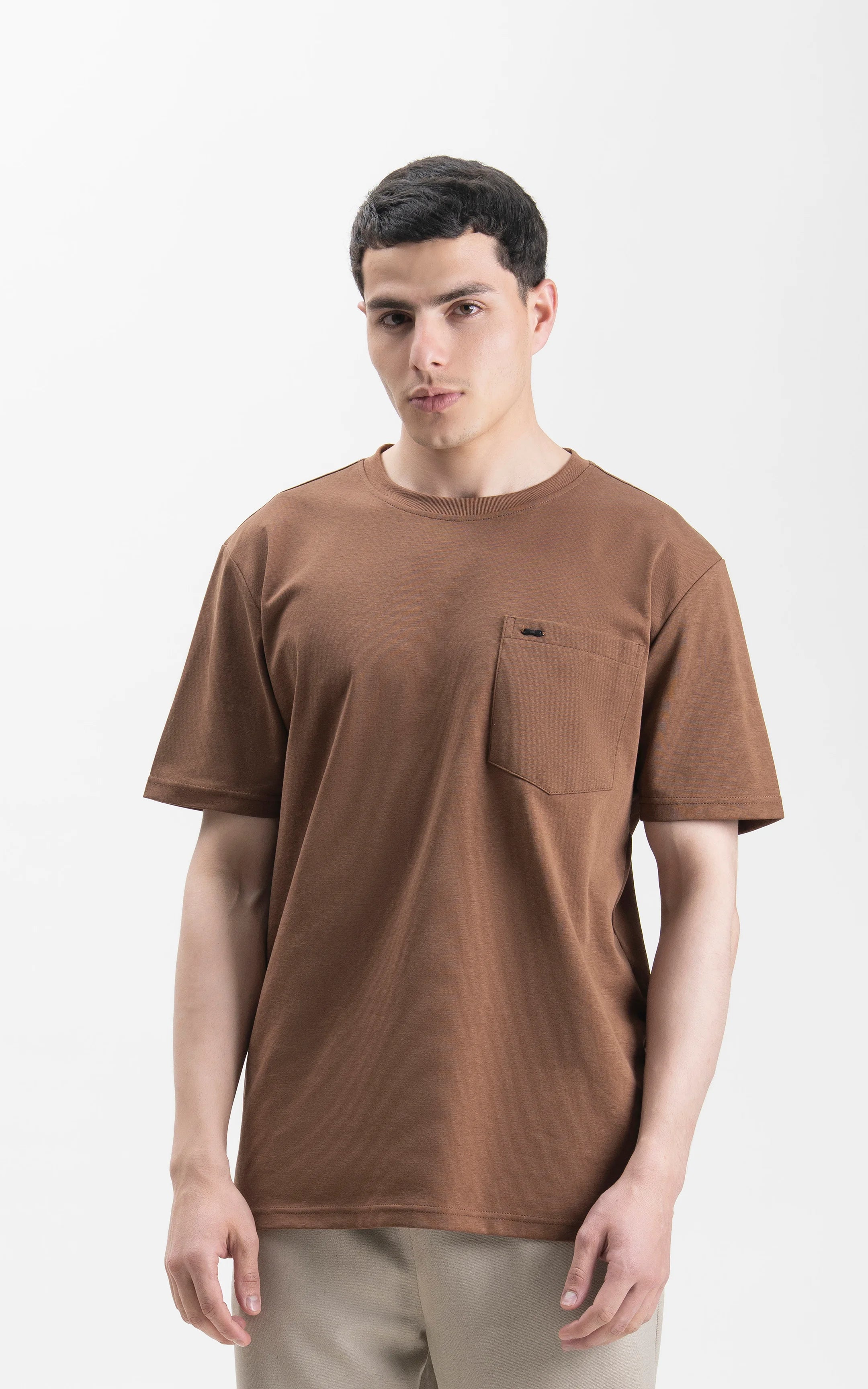 OVERSIZE FIT CREW NECK T-SHIRT BROWN