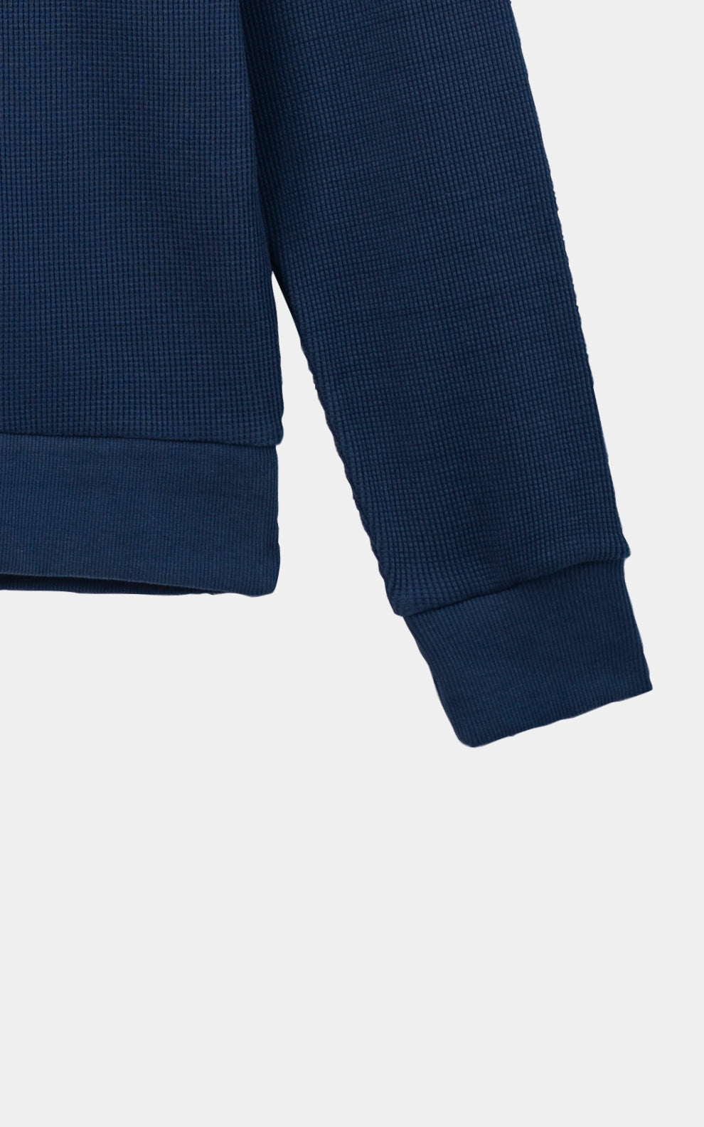 WAFFLE KNIT CREW NECK SWEATSHIRT BLUE
