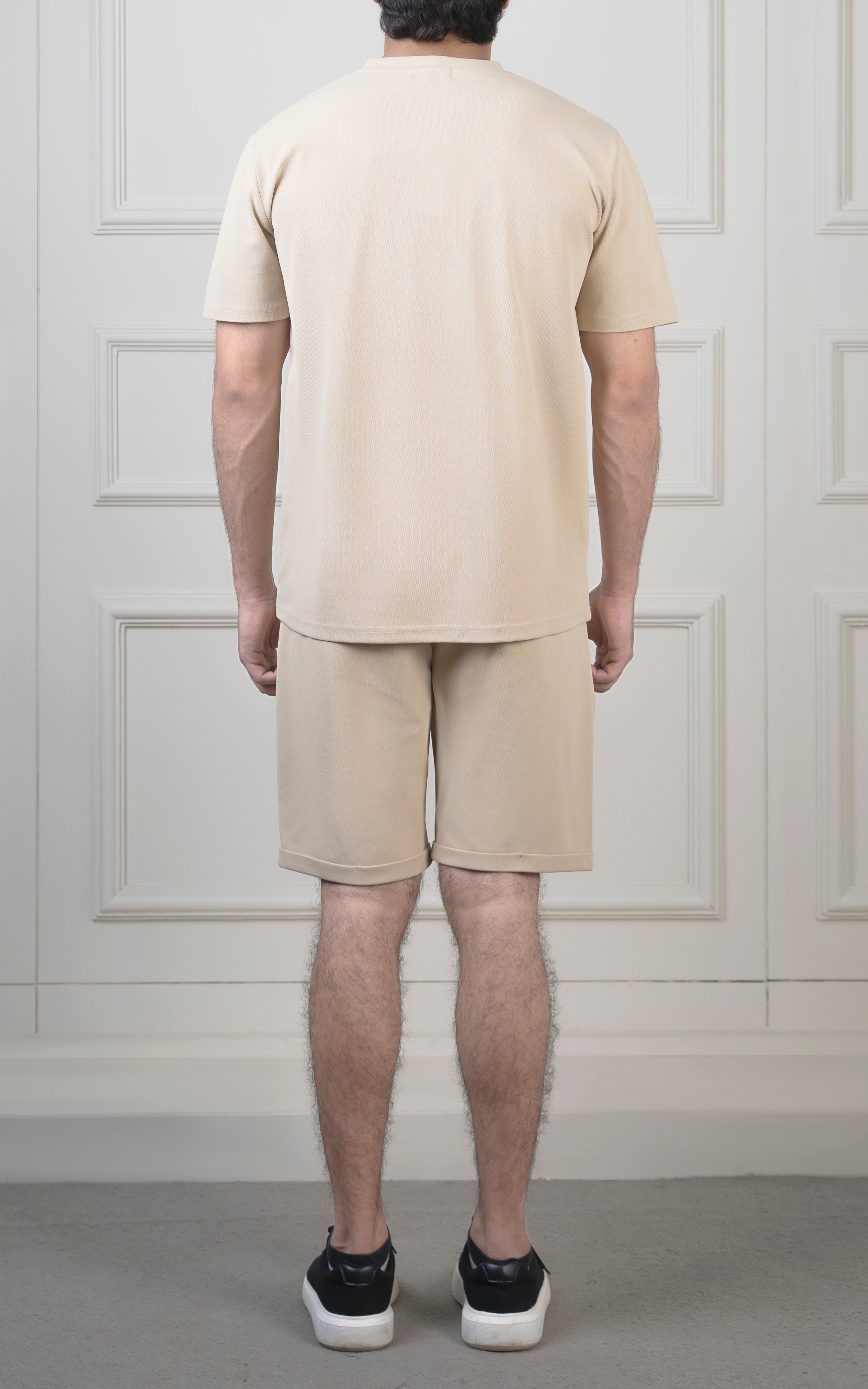 Oversize Textured Round Neck T-Shirt light khaki