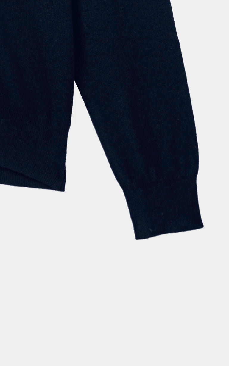 Full-Zip Mock Neck Sweater Navy