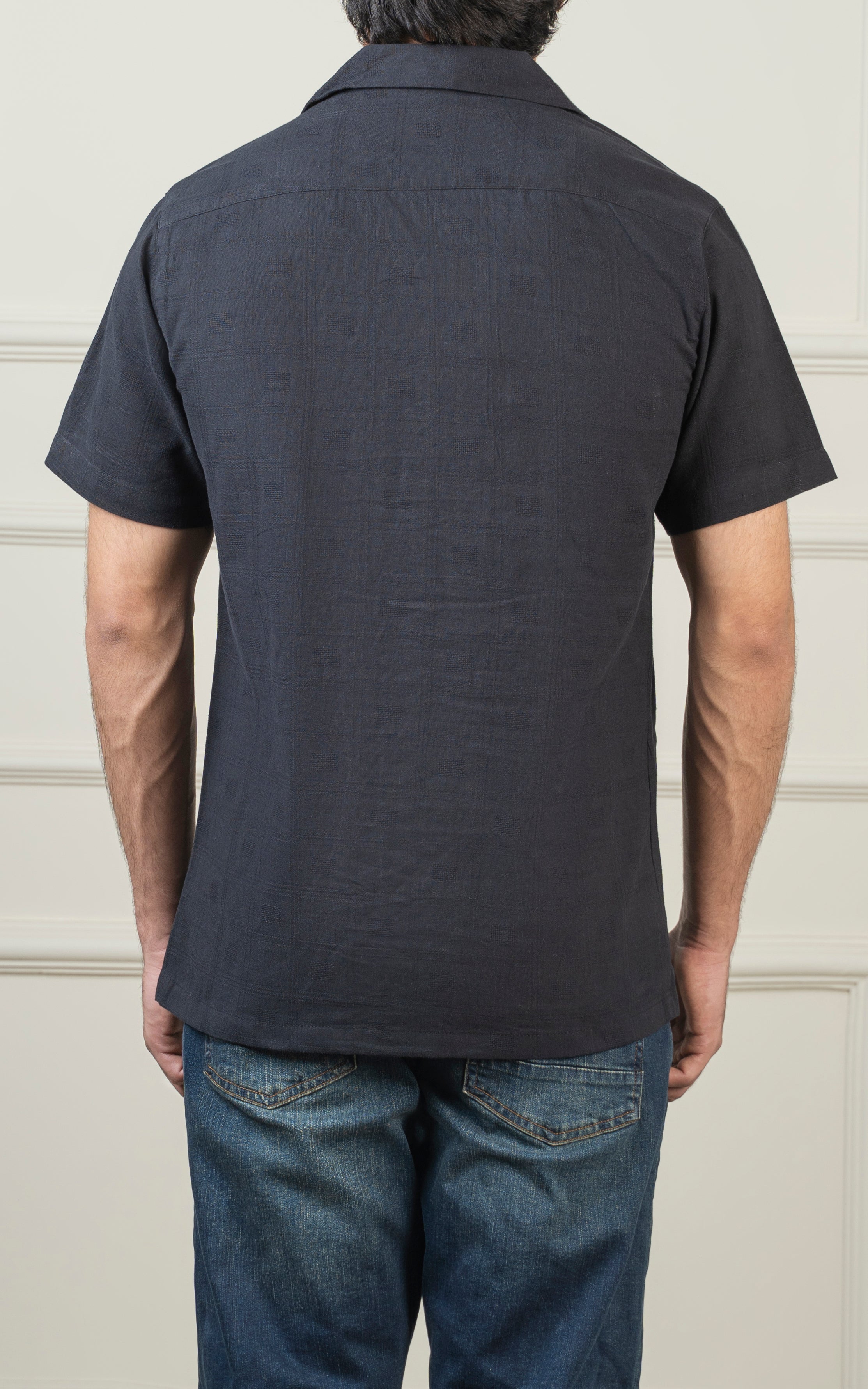 CASUAL SHIRT UBAN COLLAR BLACK